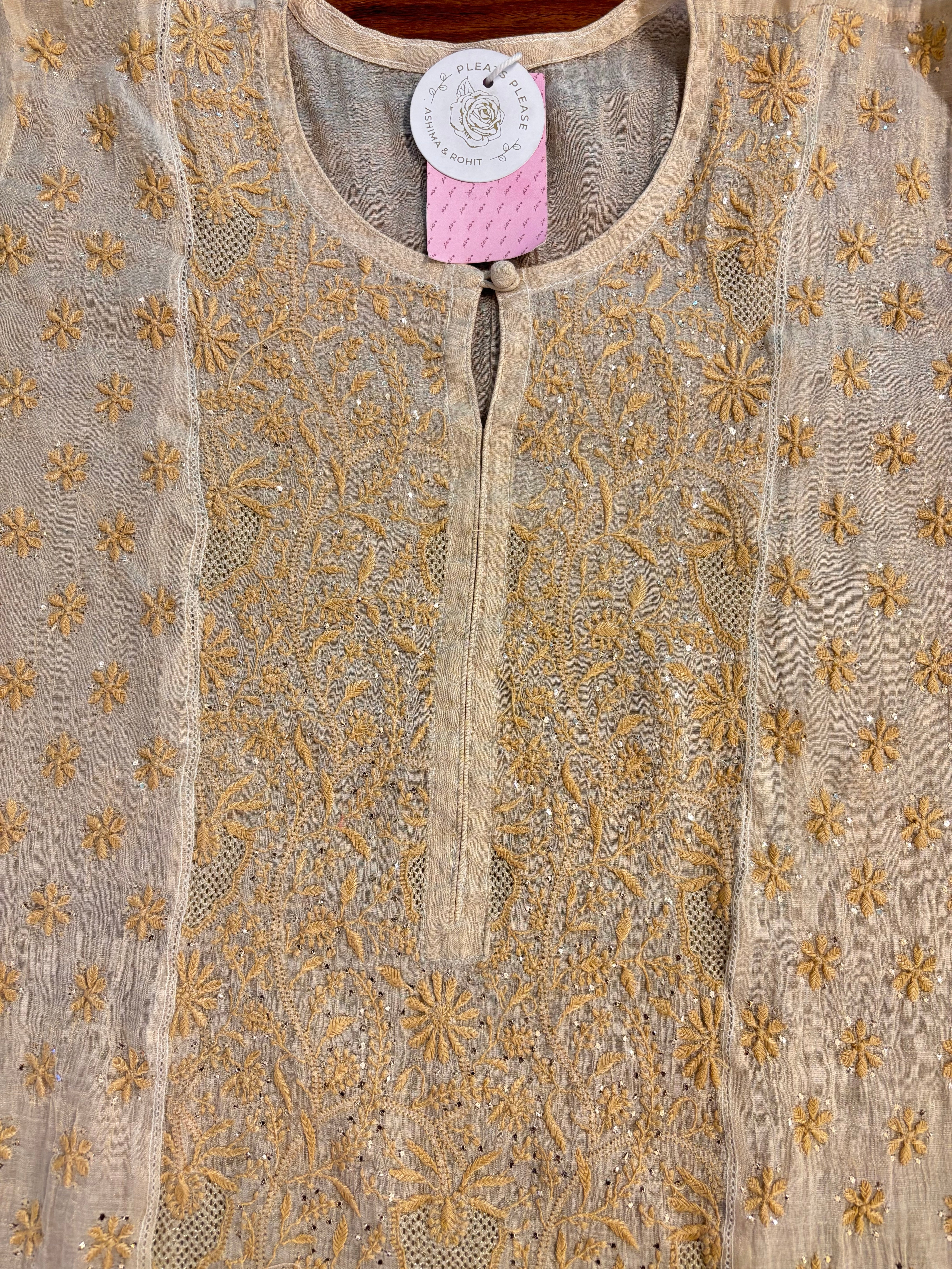 Dyeable Pure & Premium Tissue Chikankari & Mukaish Kurta & Dupatta