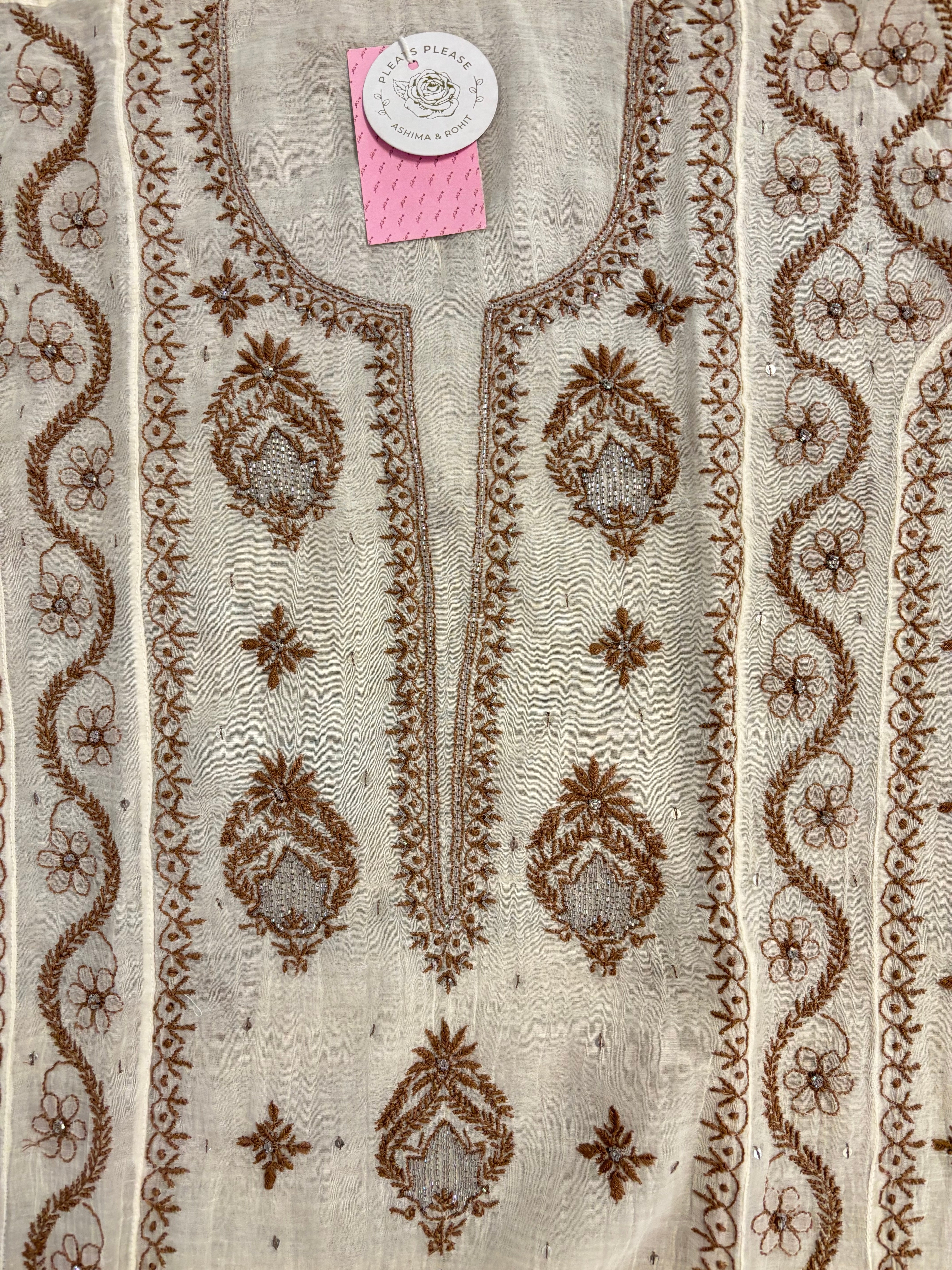 Dyeable Chanderi Chikankari Kurta & Dupatta