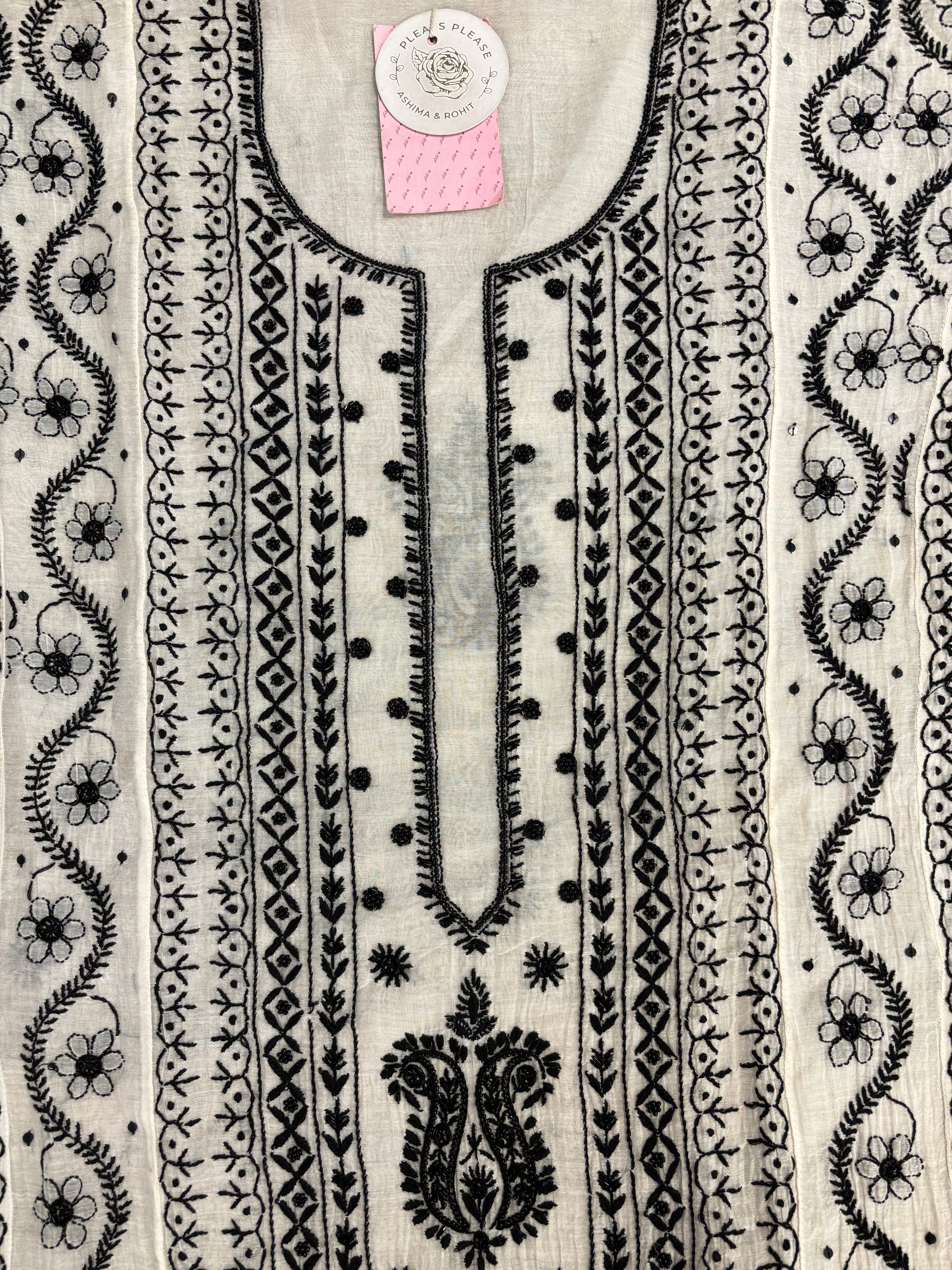 Dyeable Pure Chanderi Mul Chikankari Kurta & Dupatta