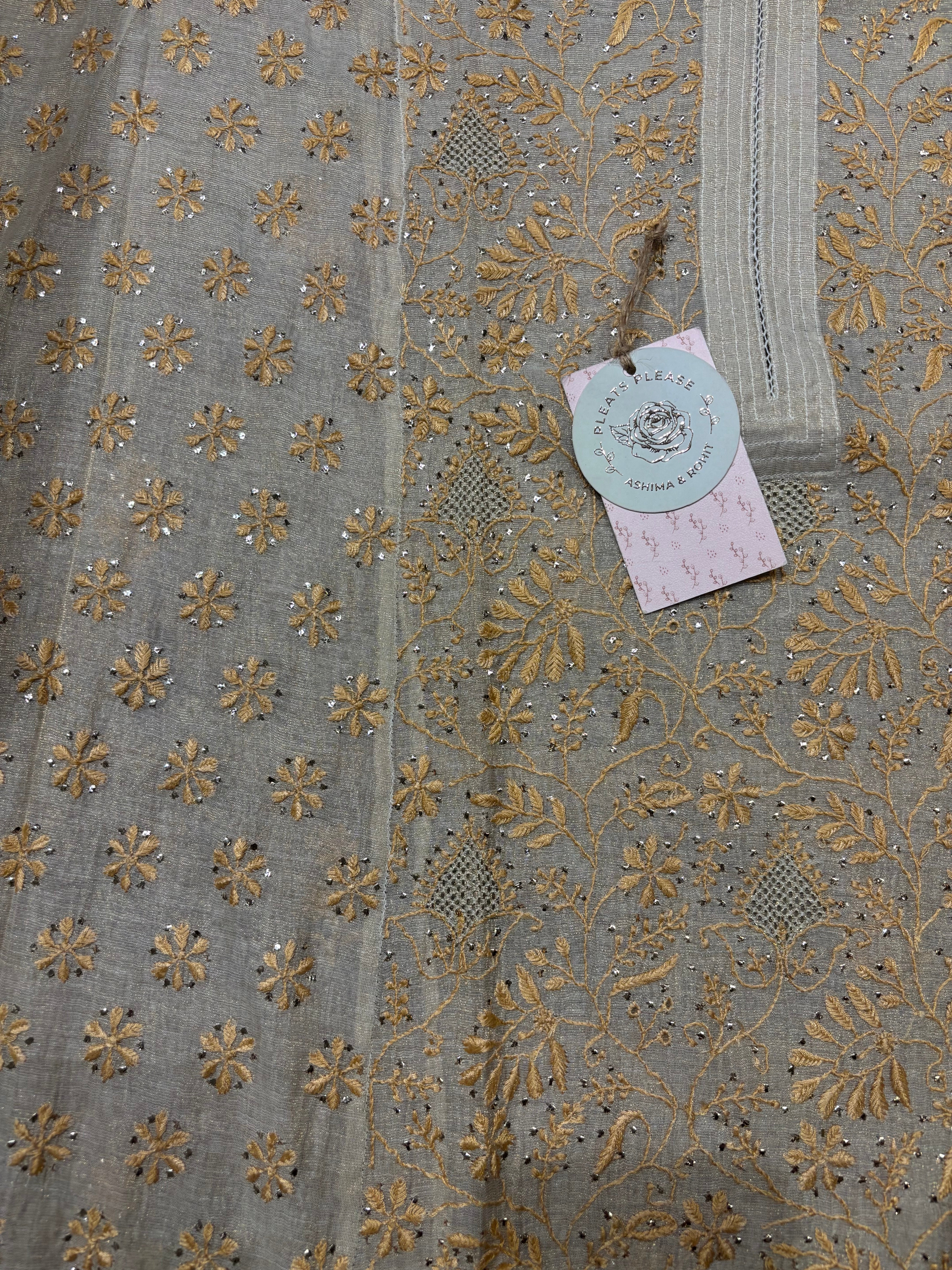 Dyeable Pure and Premium Tissue Chikankari & Mukaish kurta and Dupatta set