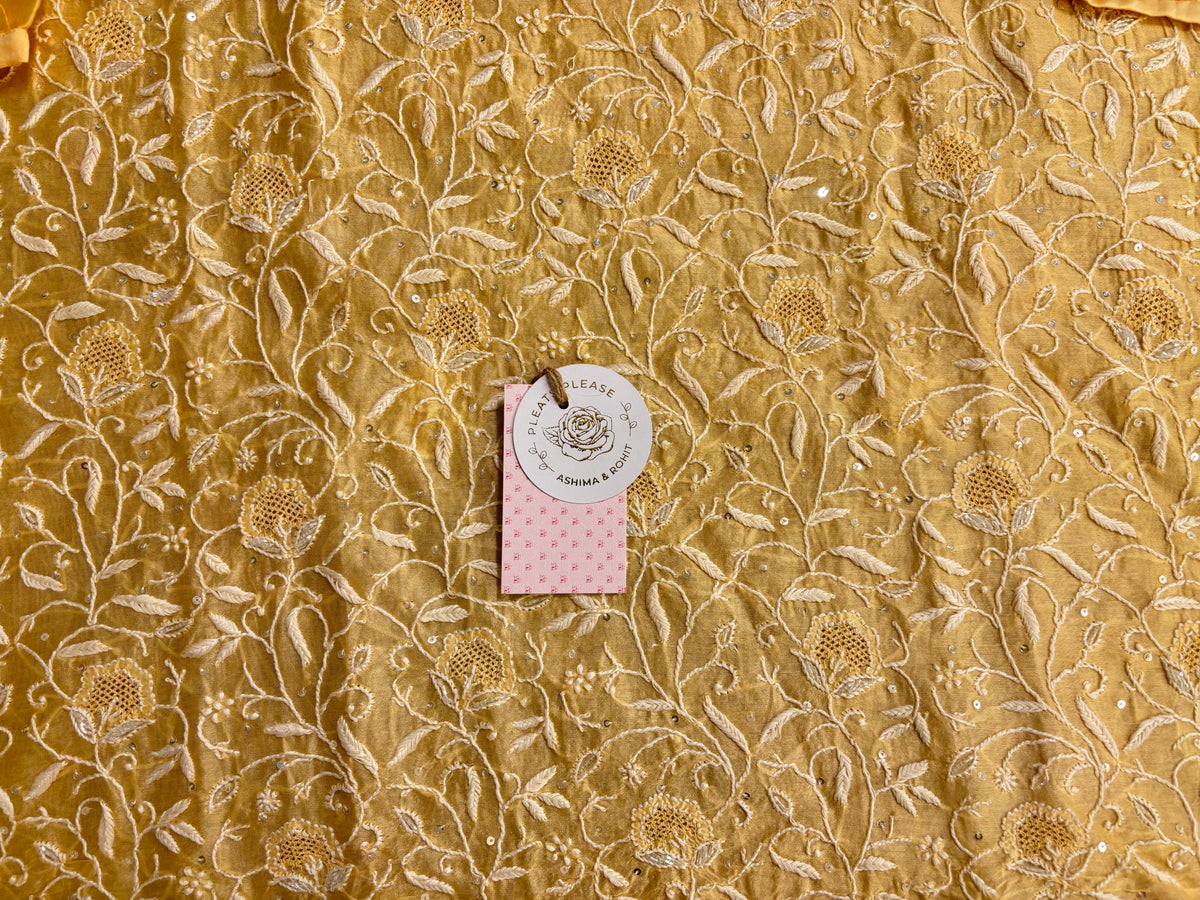 Yellow Chanderi Chikankari Co-Ord Set