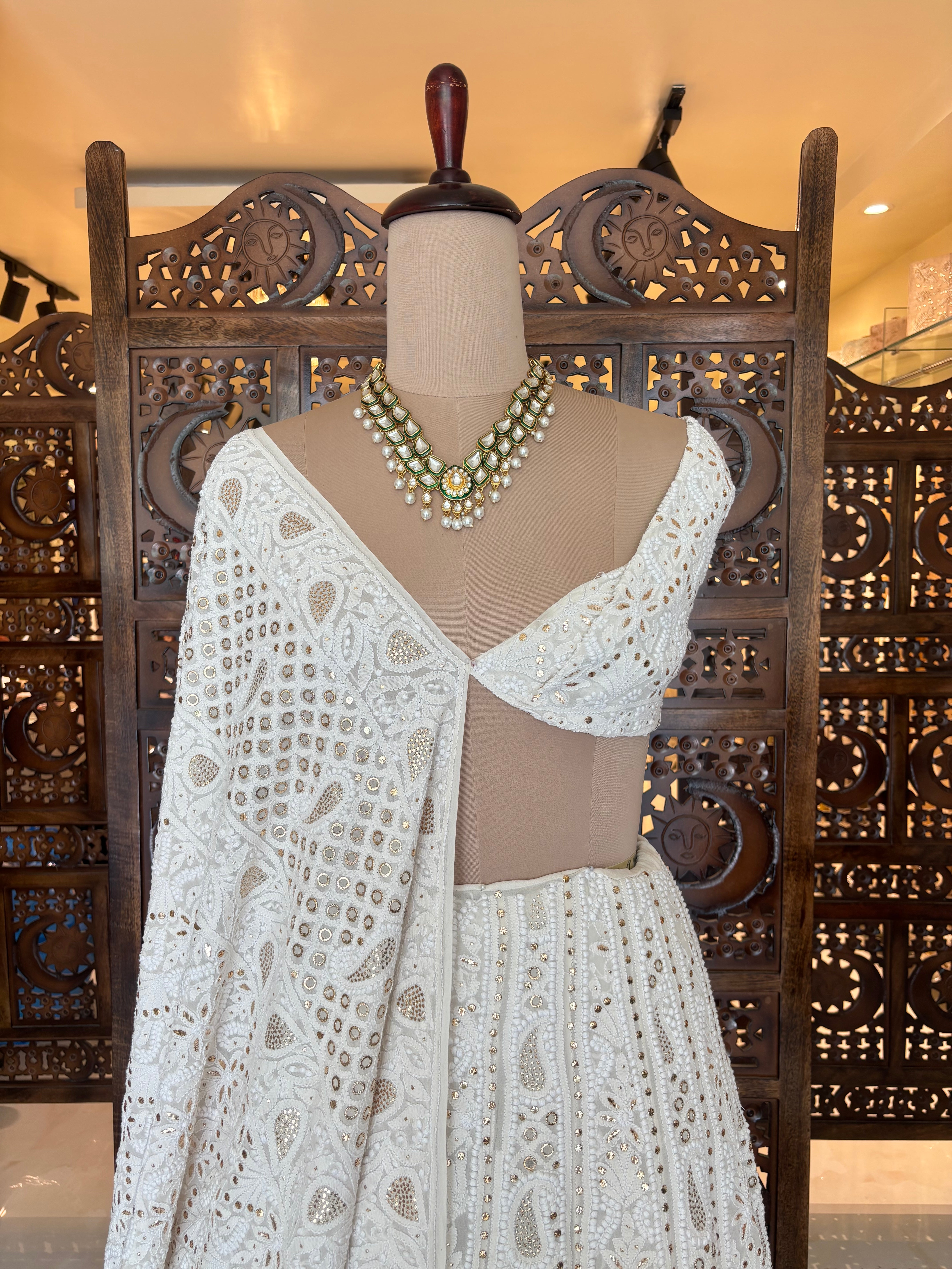 Dyeable Pure & Premium Georgette Chikankari Mukaish Lehenga