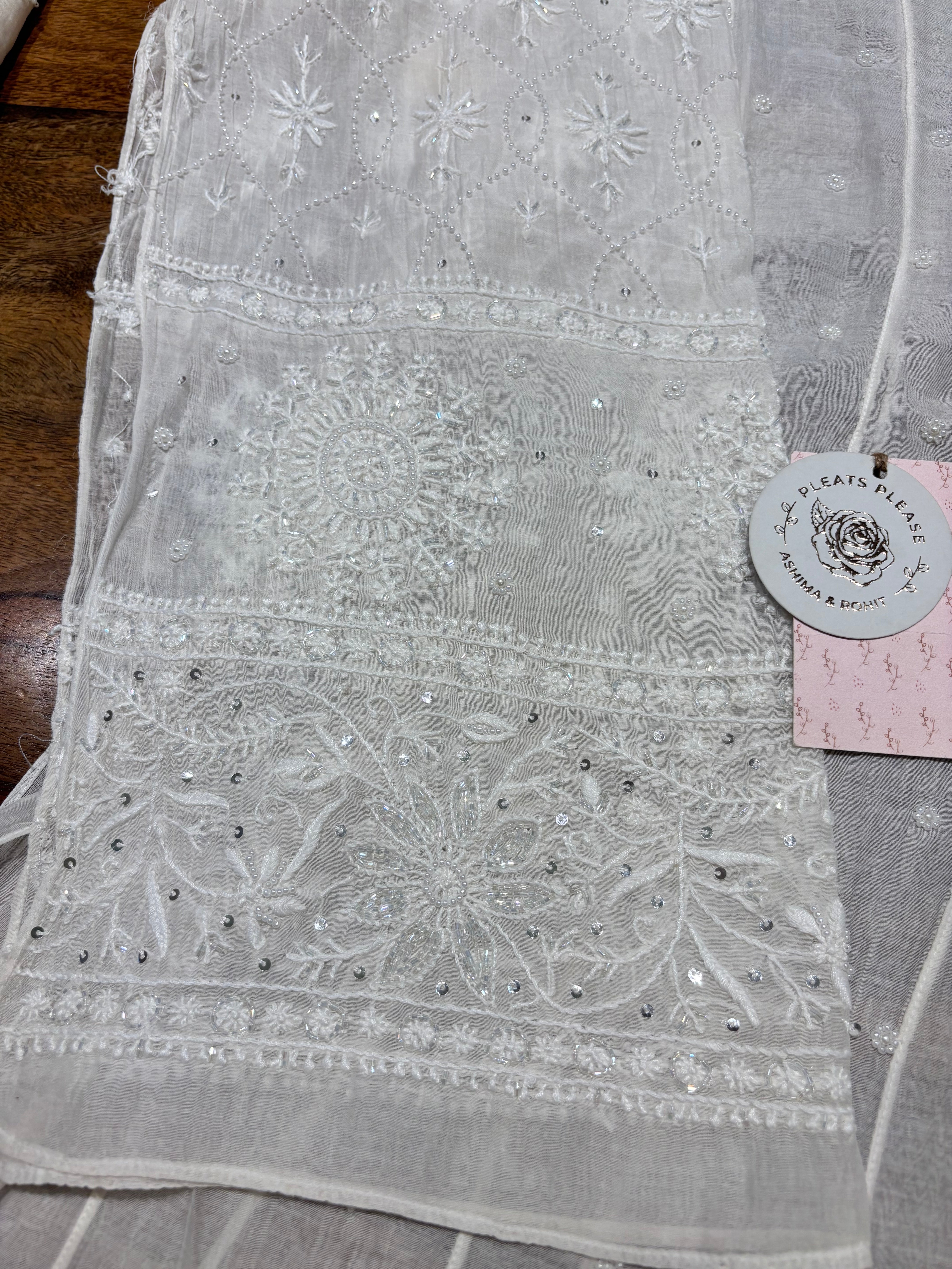 Dyeable Chanderi Mul Chikankari Anarkali & Dupatta Set