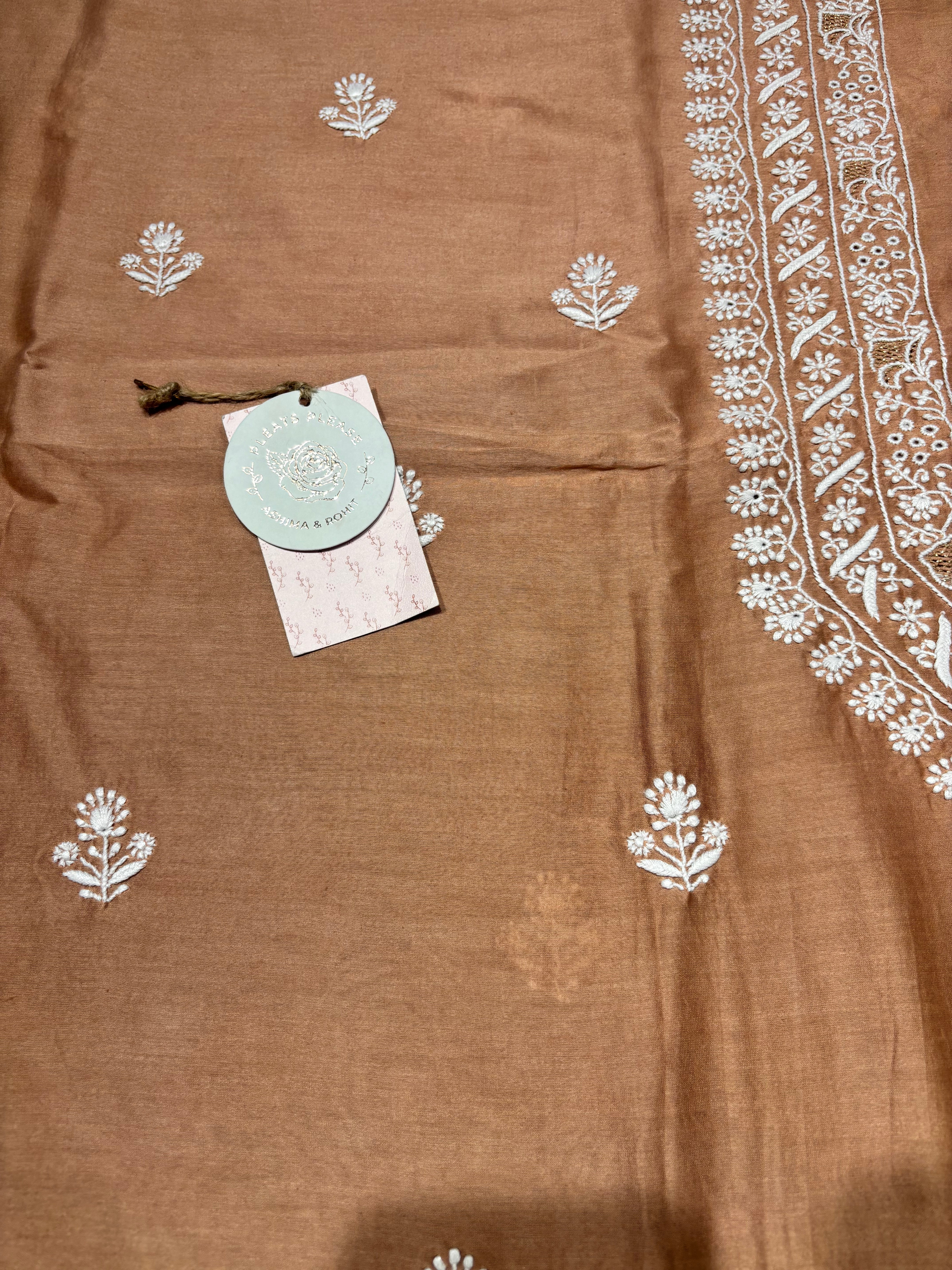 Brown Chanderi Silk Chikankari men’s Kurta