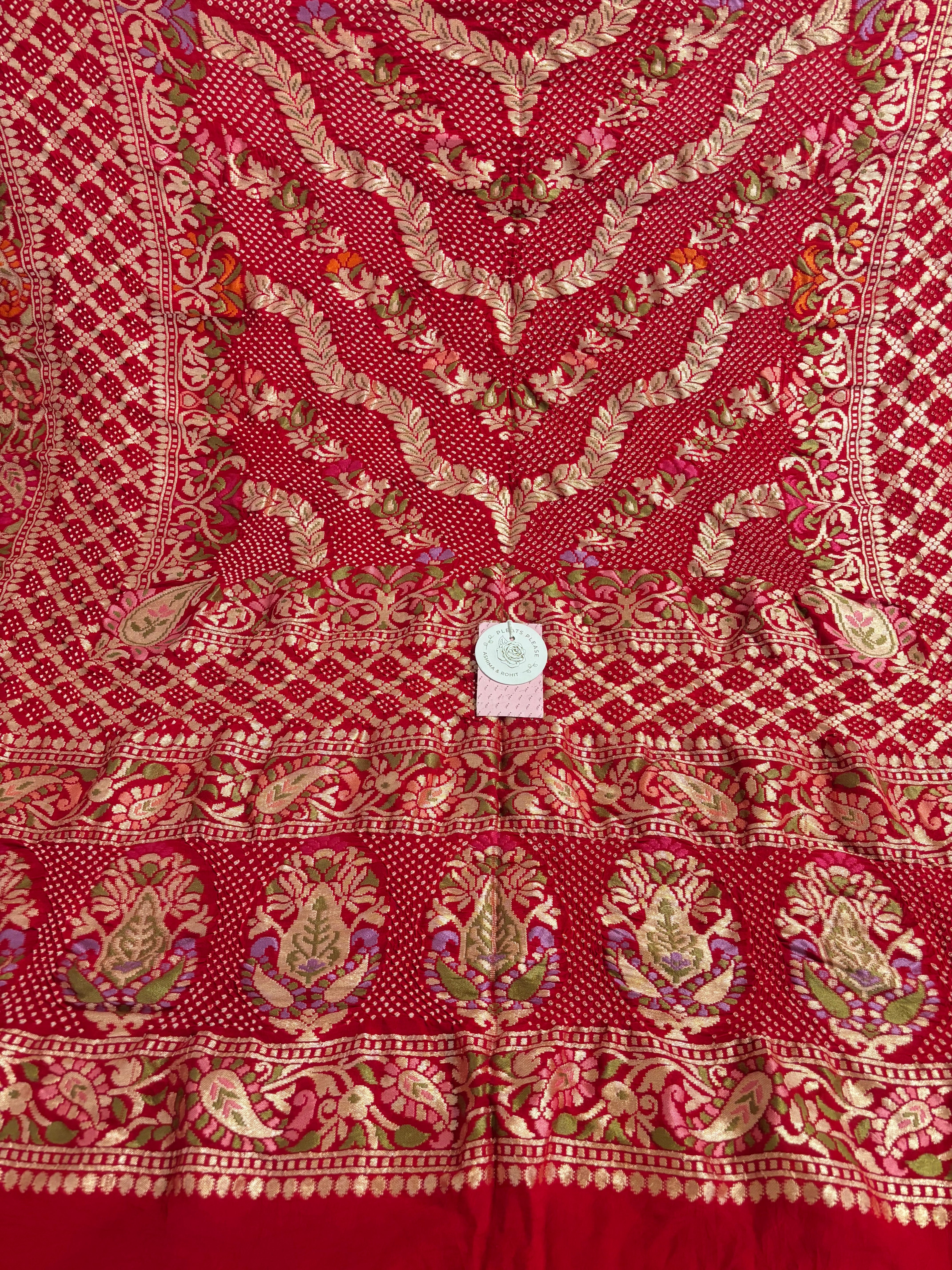 Red Pure Khaddi Georgette Meenakari Dupatta