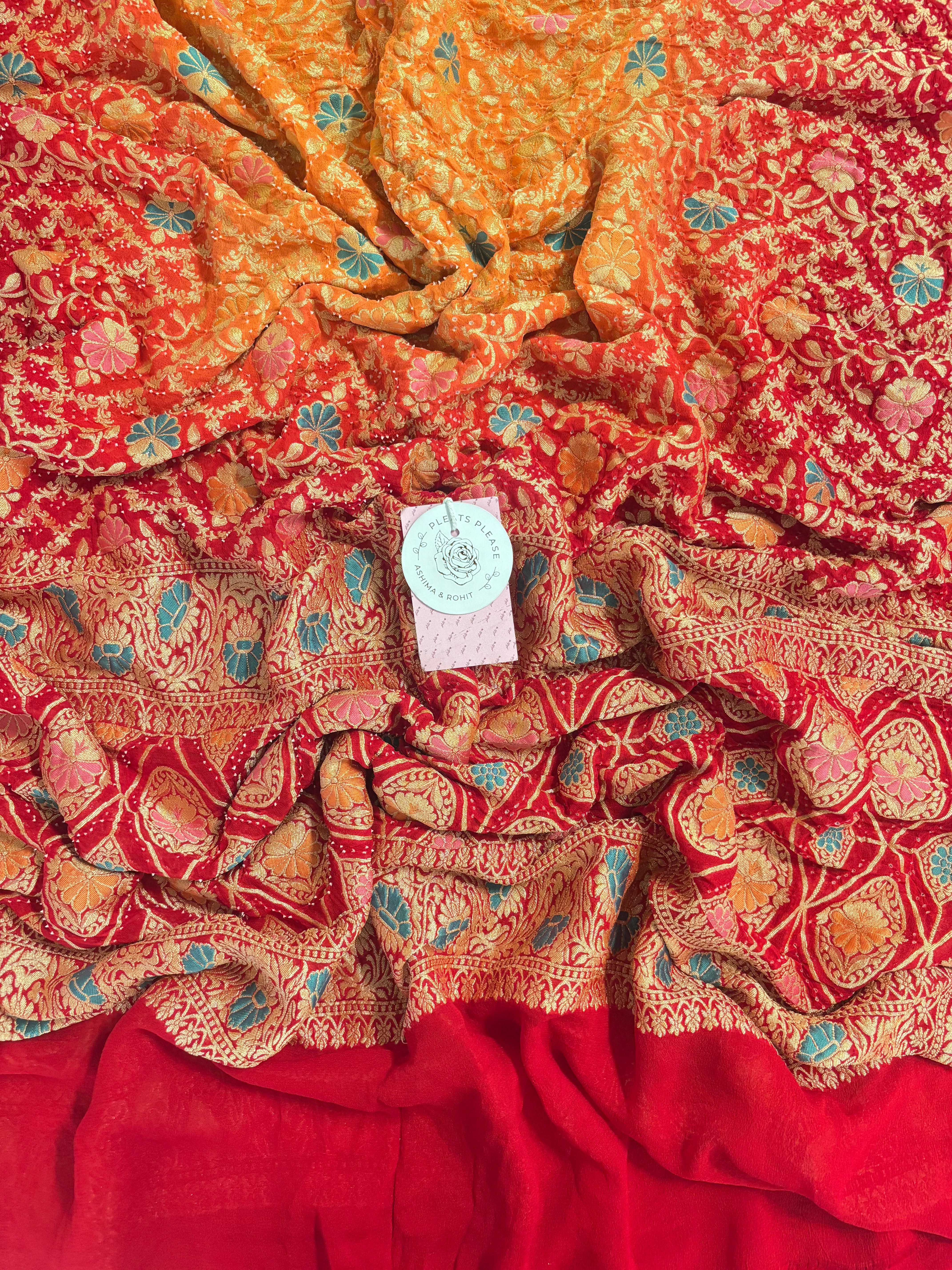 Pure Khaddi Georgette Ombre Neemzari Dupatta