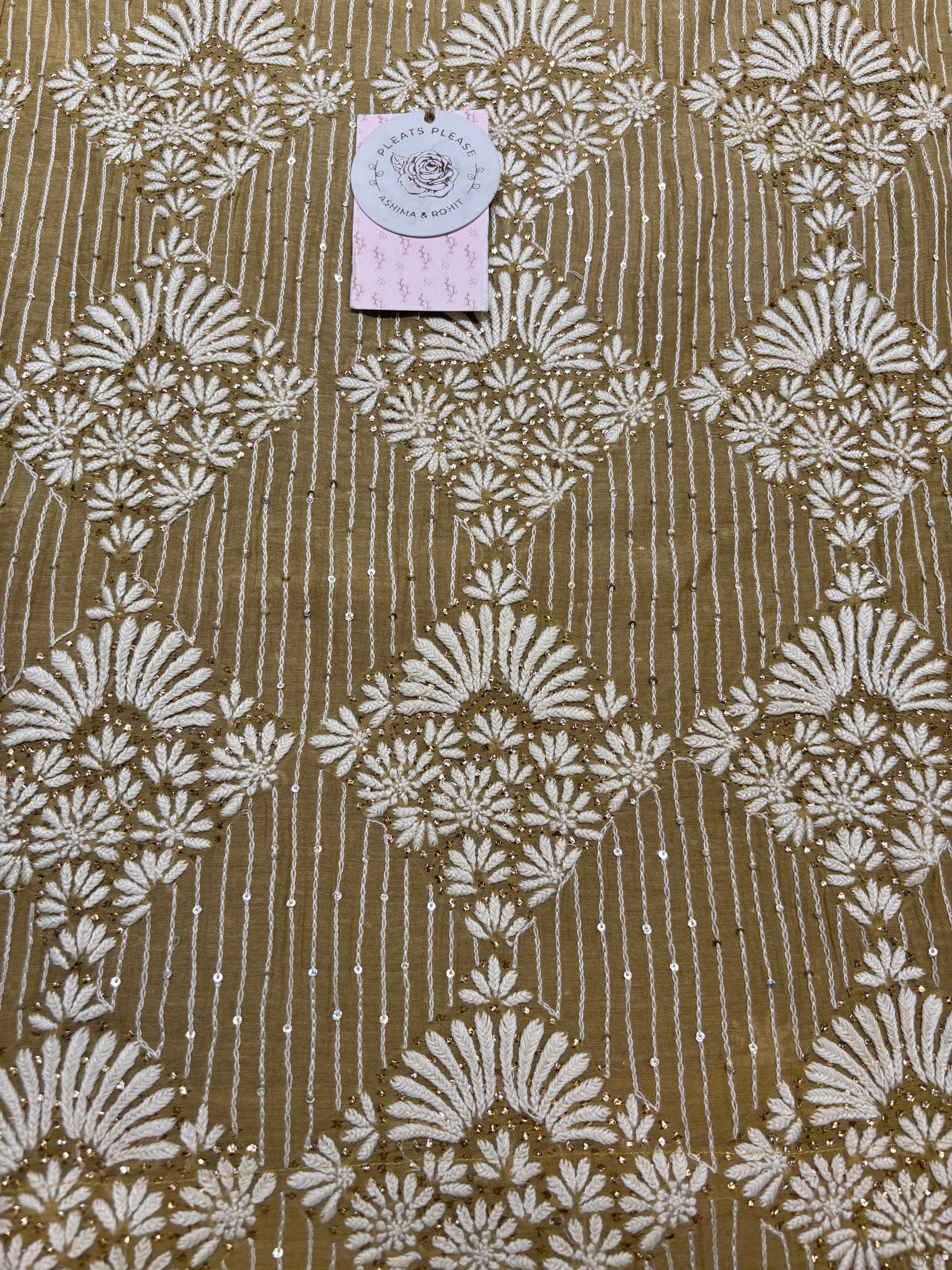 Olive Green Ombré Chanderi Mul Chikankari & Mukaish Kurta and Heavy Dupatta Set