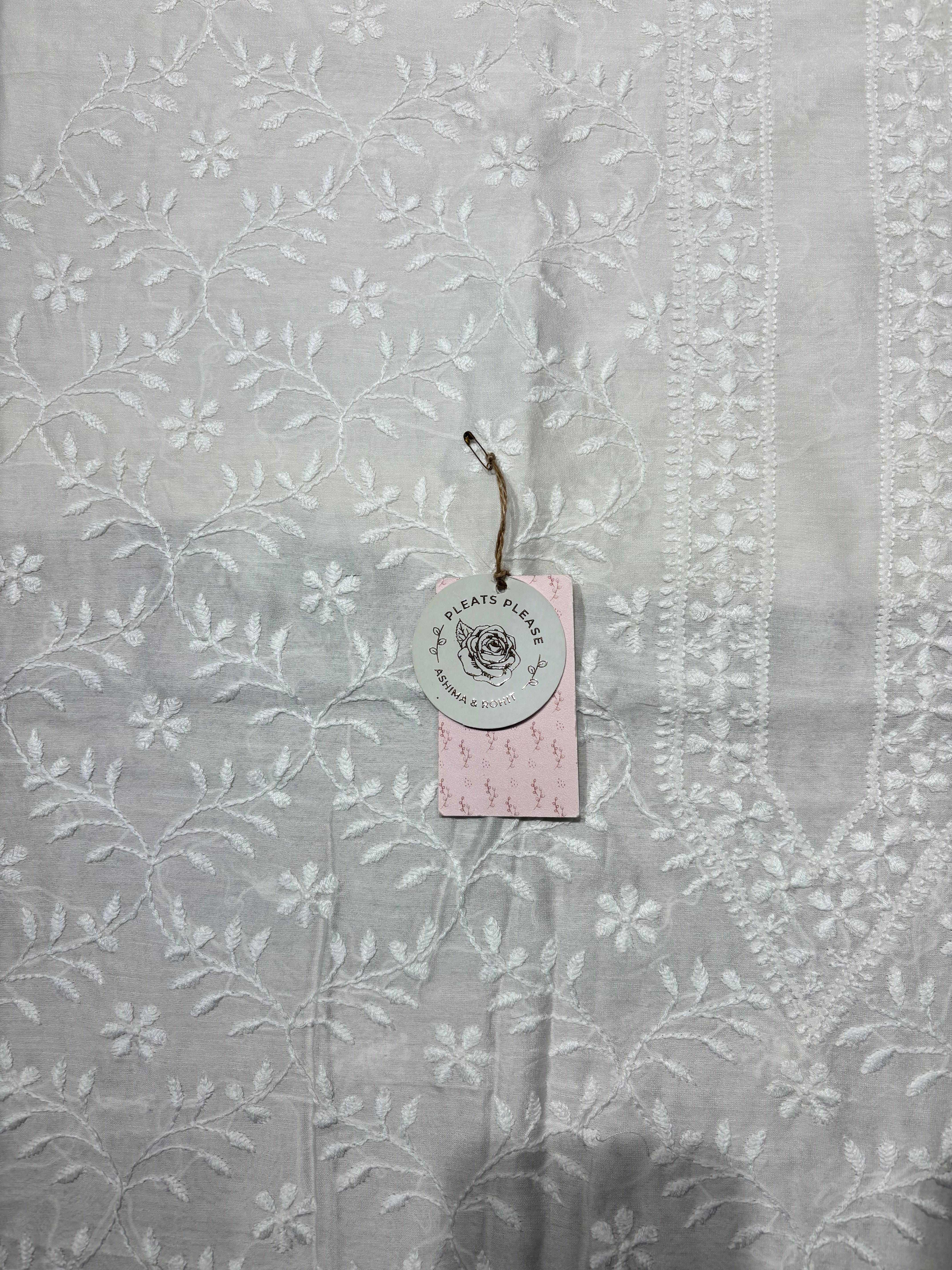 Dyeable Chanderi Silk Chikankari Men’s Kurta Fabric