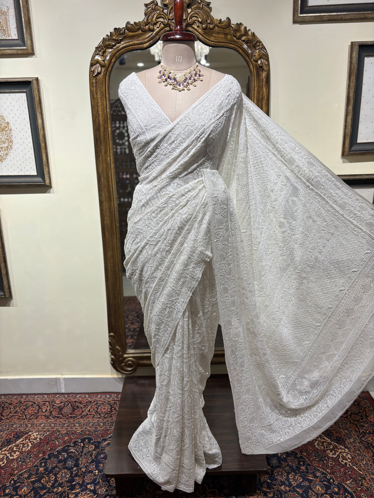 Dyeable Pure & Premium Georgette Chikankari Saree