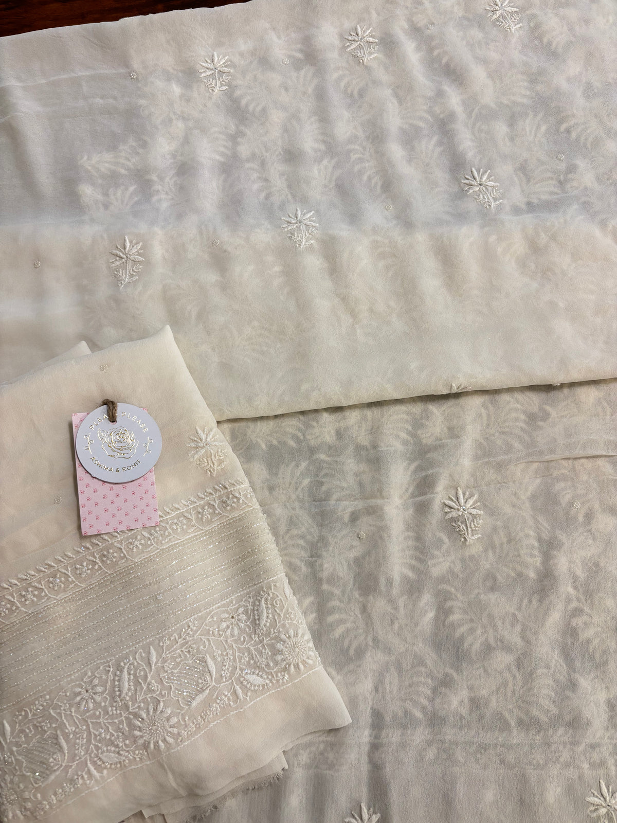 Dyeable Pure Georgette Chikankari Kurta & Dupatta