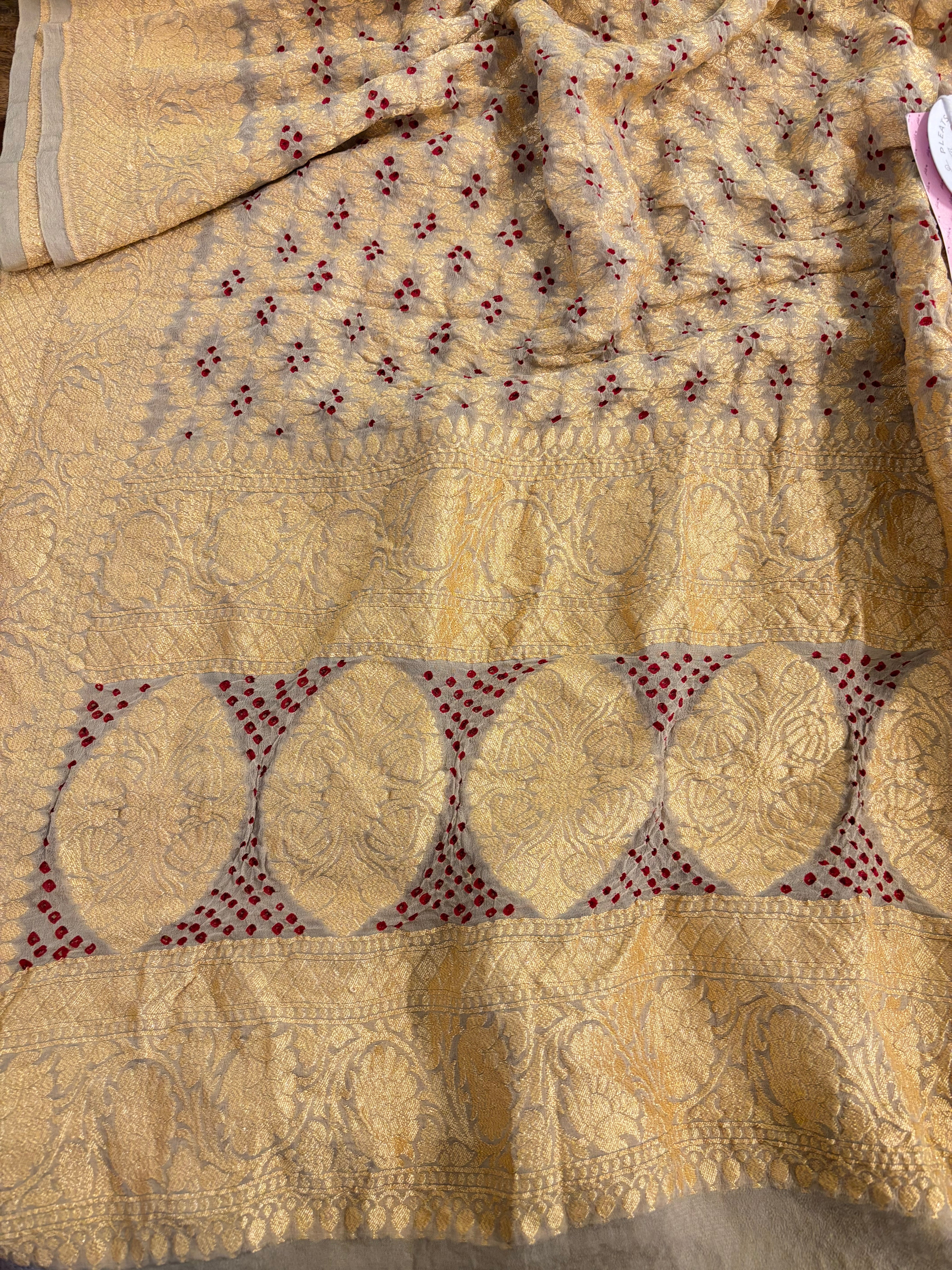 Pure Khaddi Georgette Taupe-Grey Neemzari Dupatta