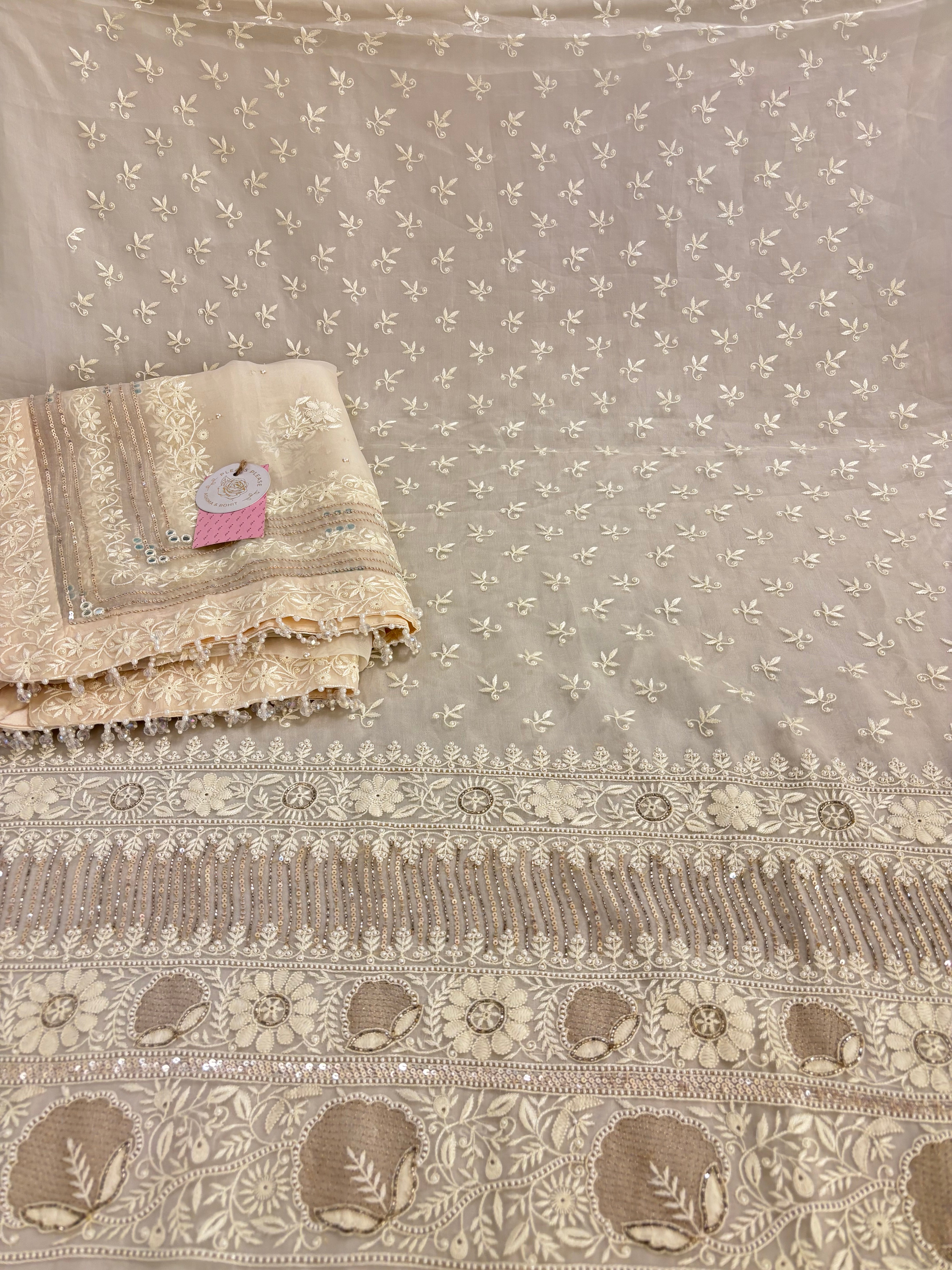Ivory Pure & Premium Organza Chikankari Kurta & Dupatta