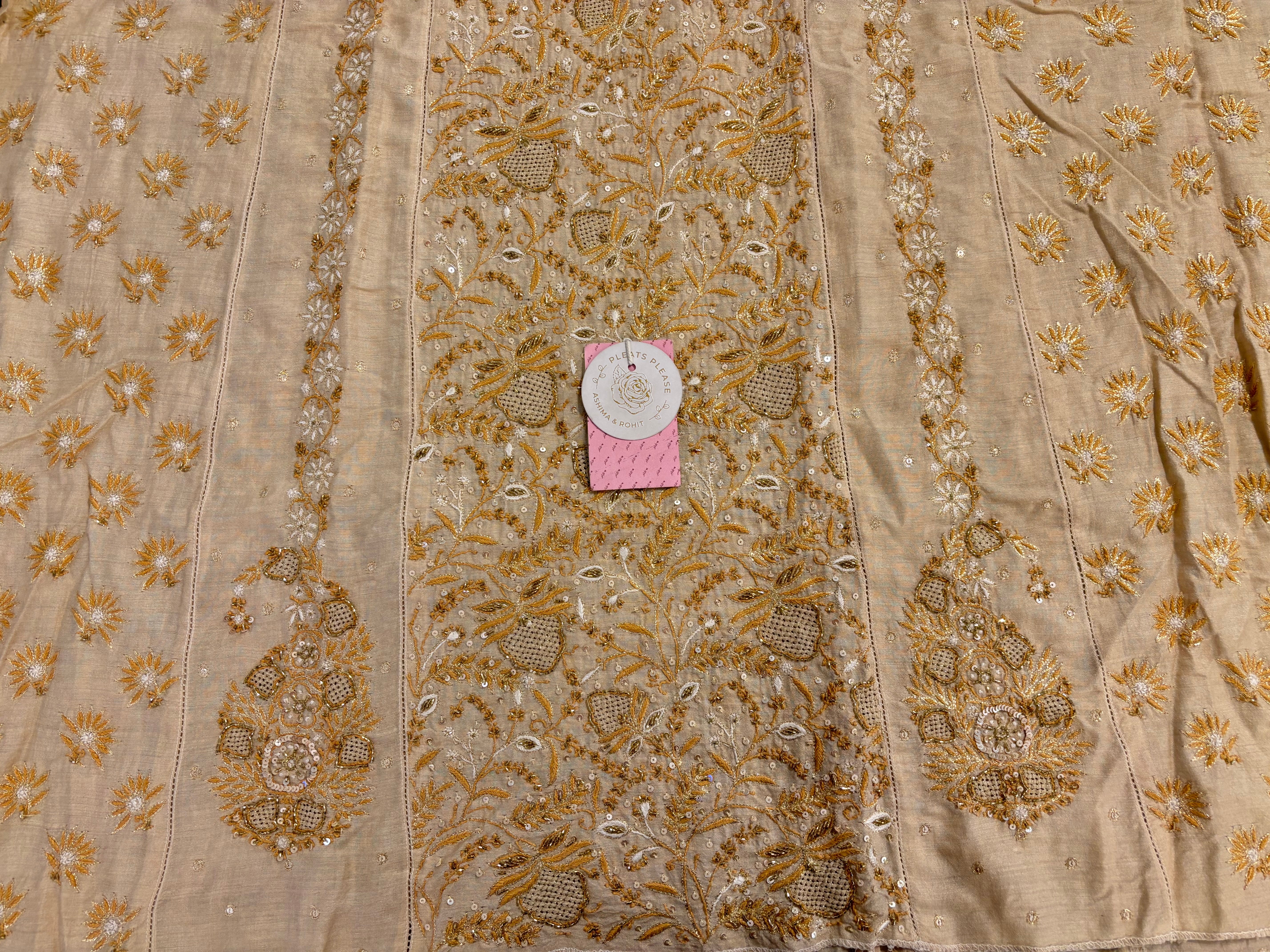 Dyeable Natural Monga Silk Chikankari A-line Kurta & Dupatta
