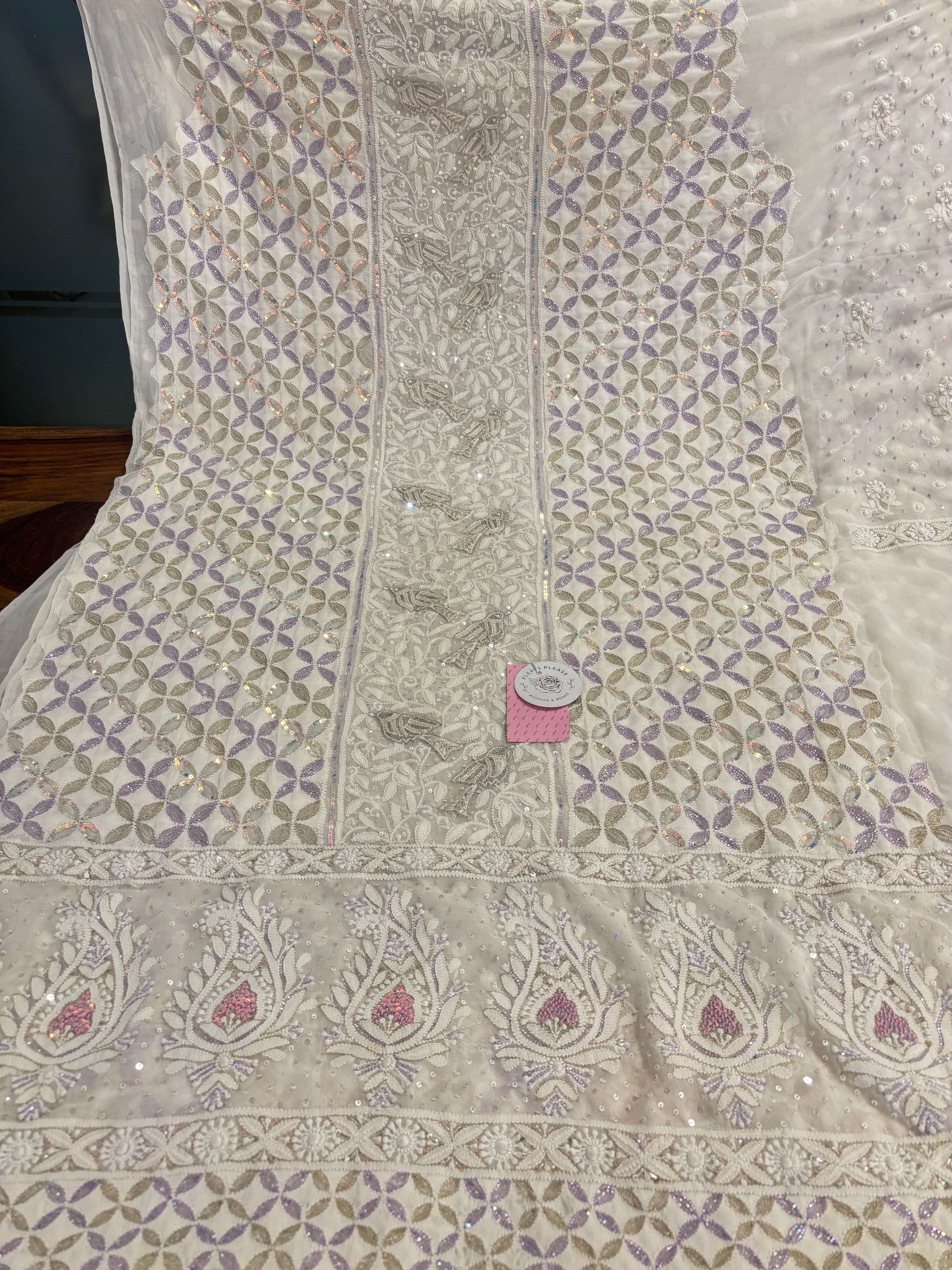 Dyeable Pure & Premium Georgette Chikankari Kurta & Dupatta