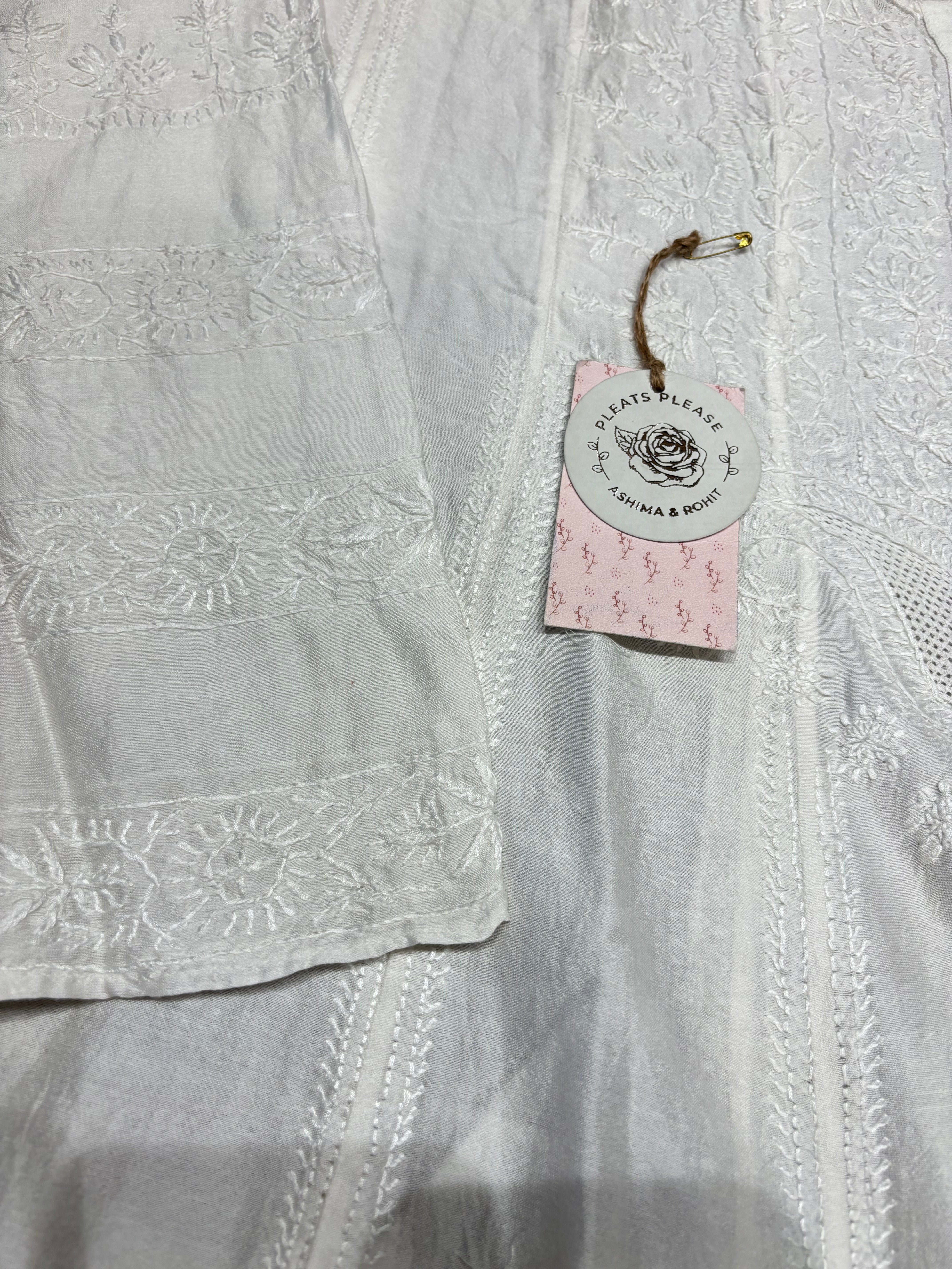 Dyeable Chanderi silk Chikankari Anarkali and Dupatta
