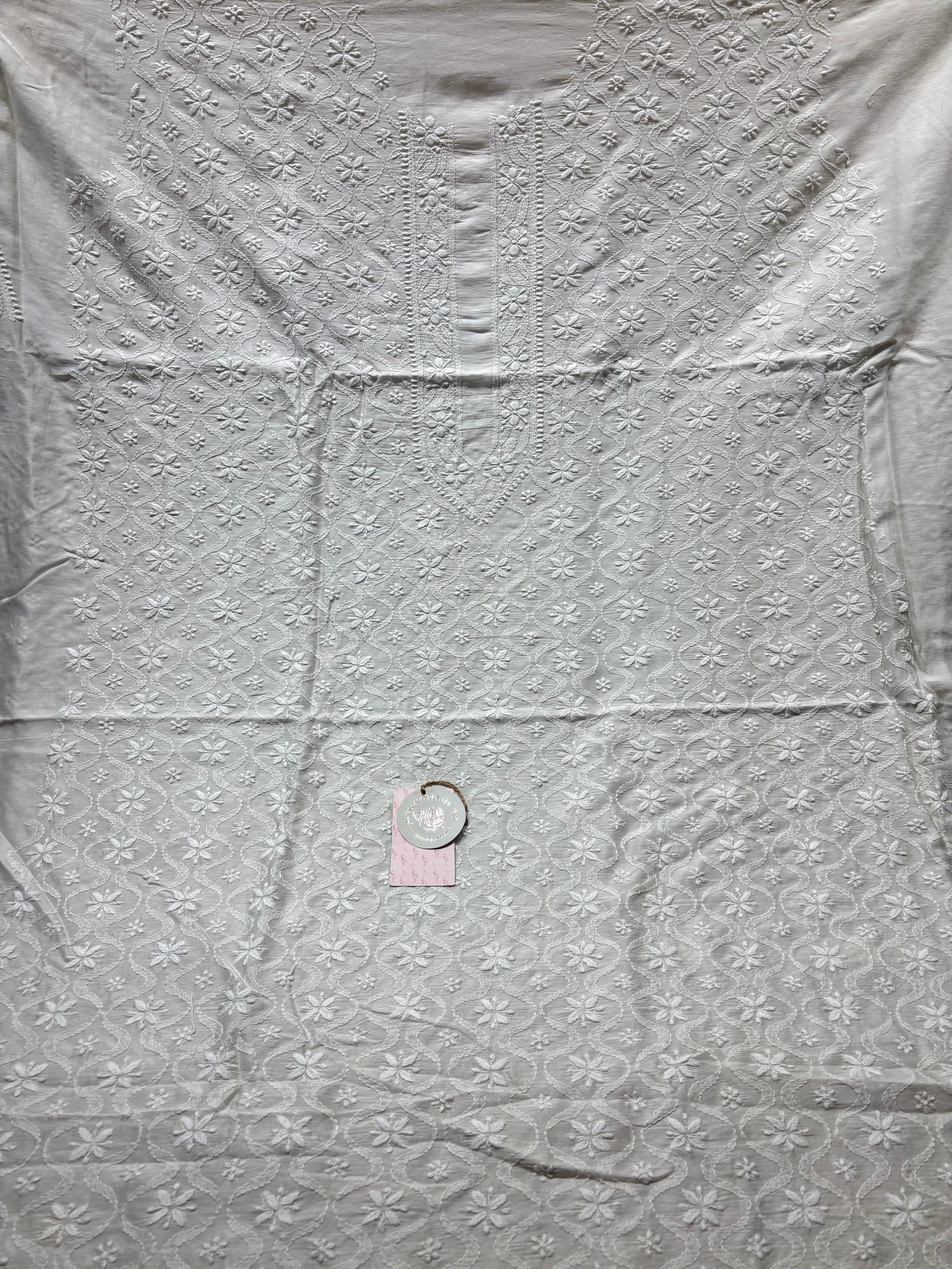 Dyeable Chanderi Silk Chikankari Men’s Kurta