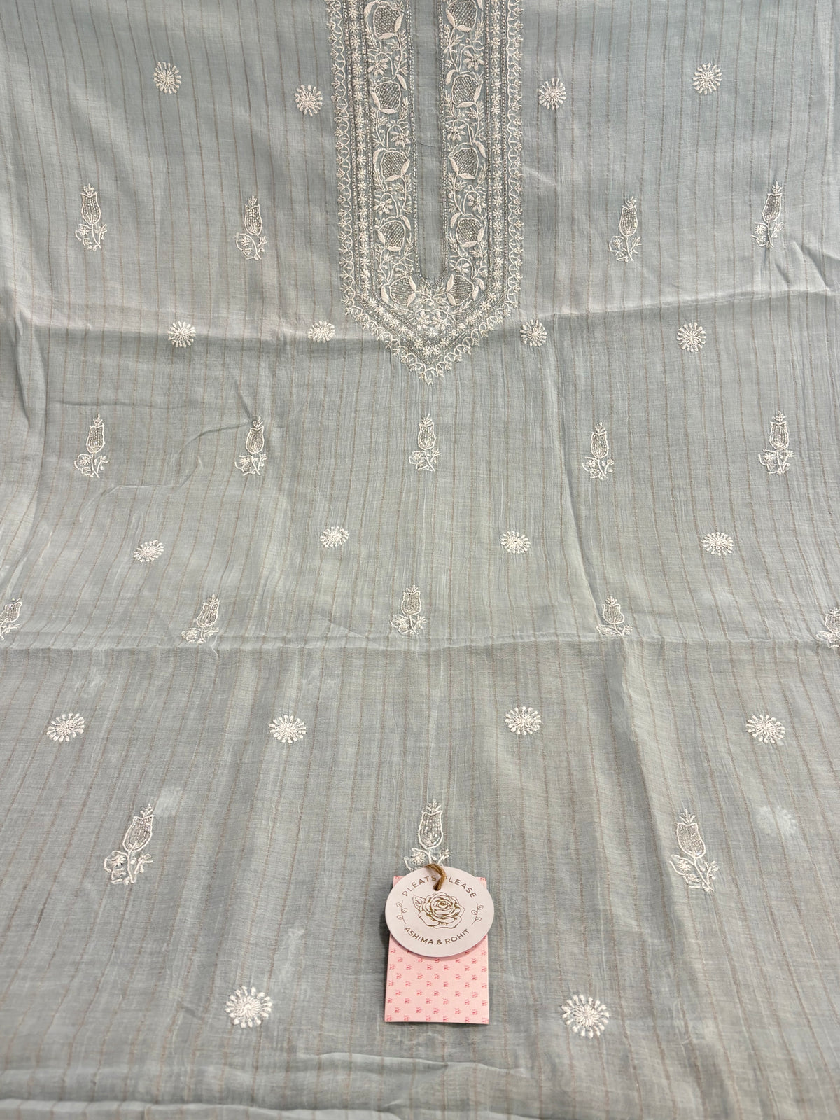 Sky Blue Chanderi Mul Chikankari Men’s Kurta