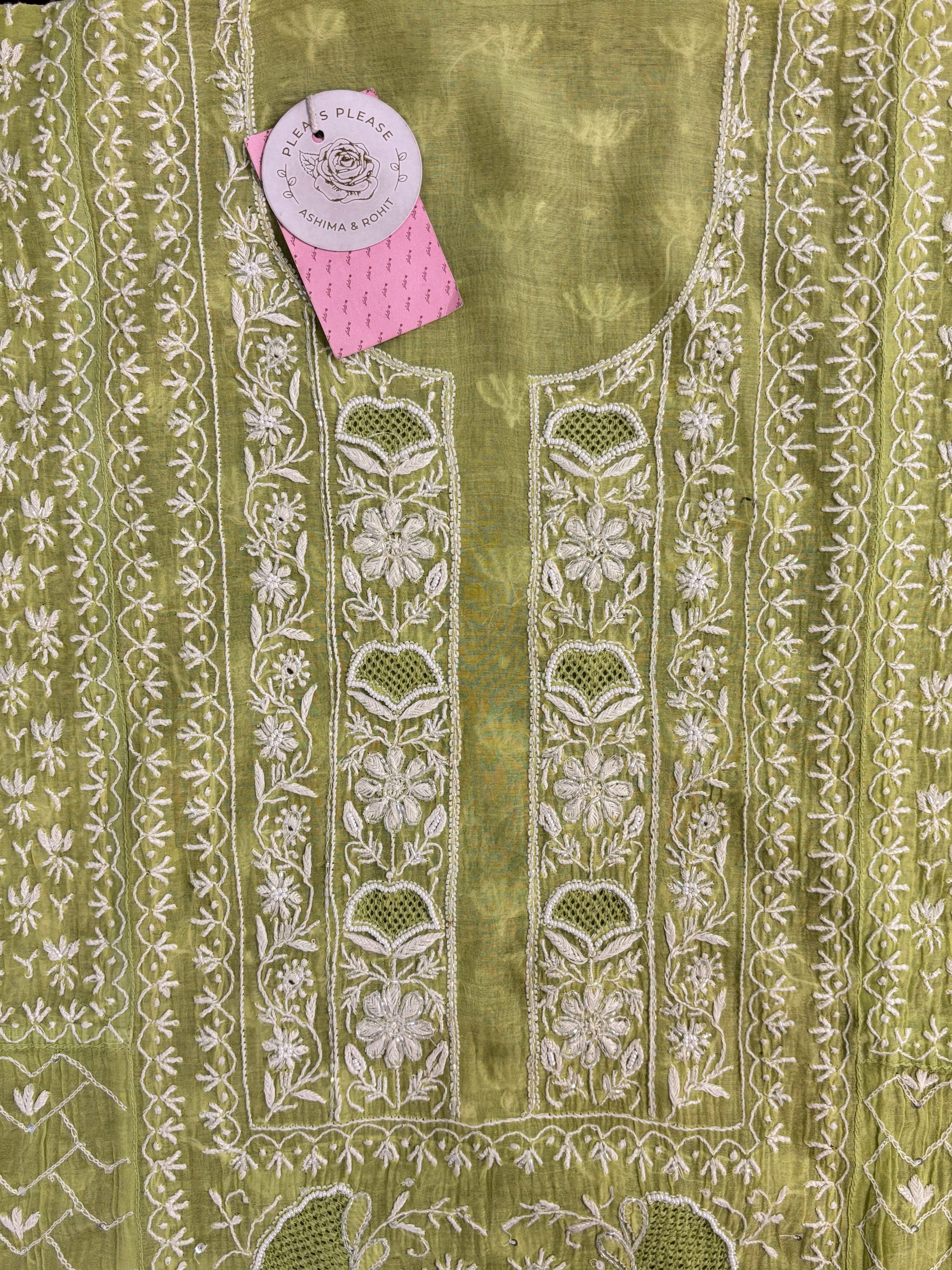 Chanderi Mul Chikankari A-line Kurta & Dupatta