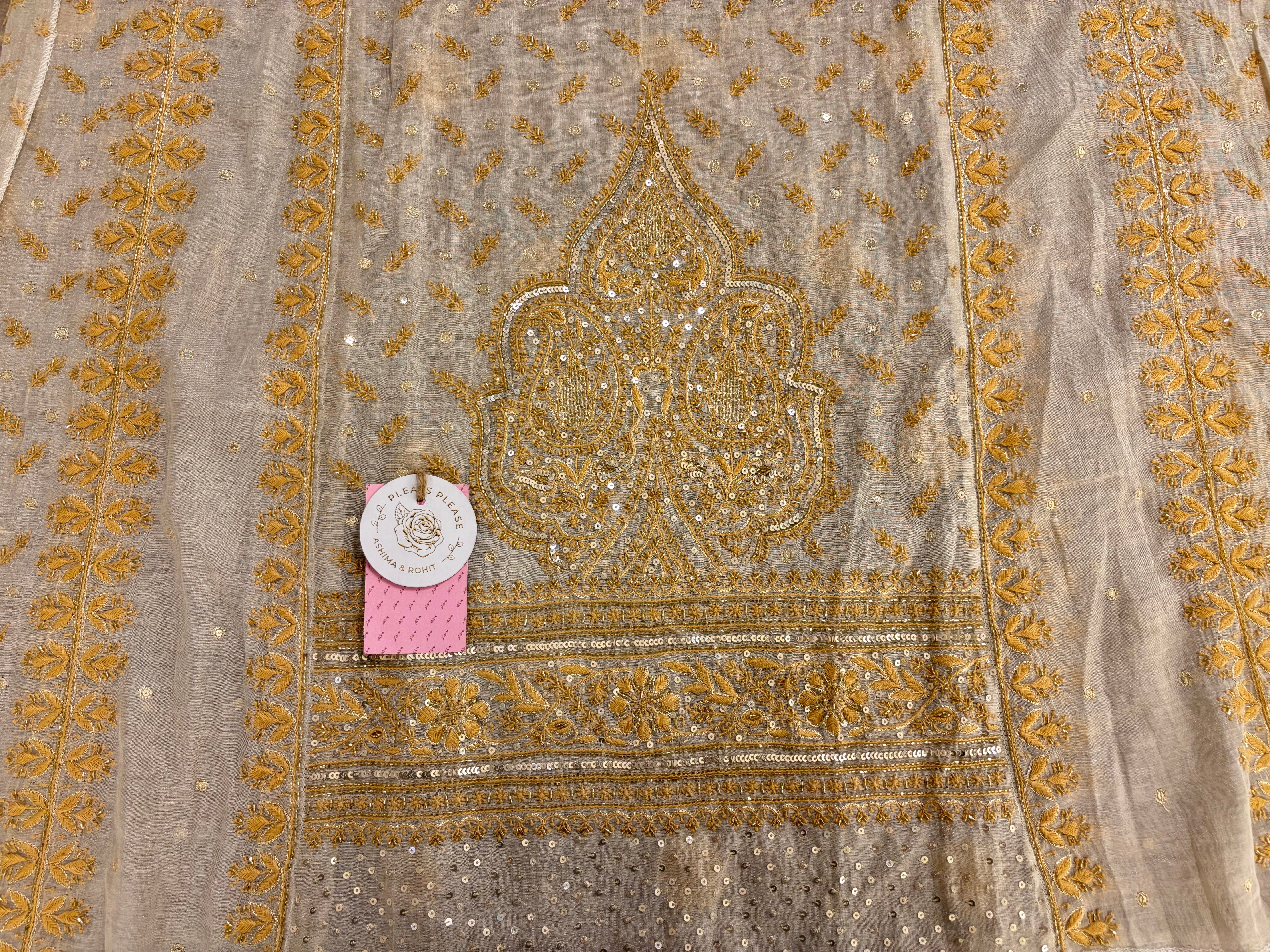 Dyeable Ivory Silver Pure & Premium Tissue Chikankari Kurta & Dupatta