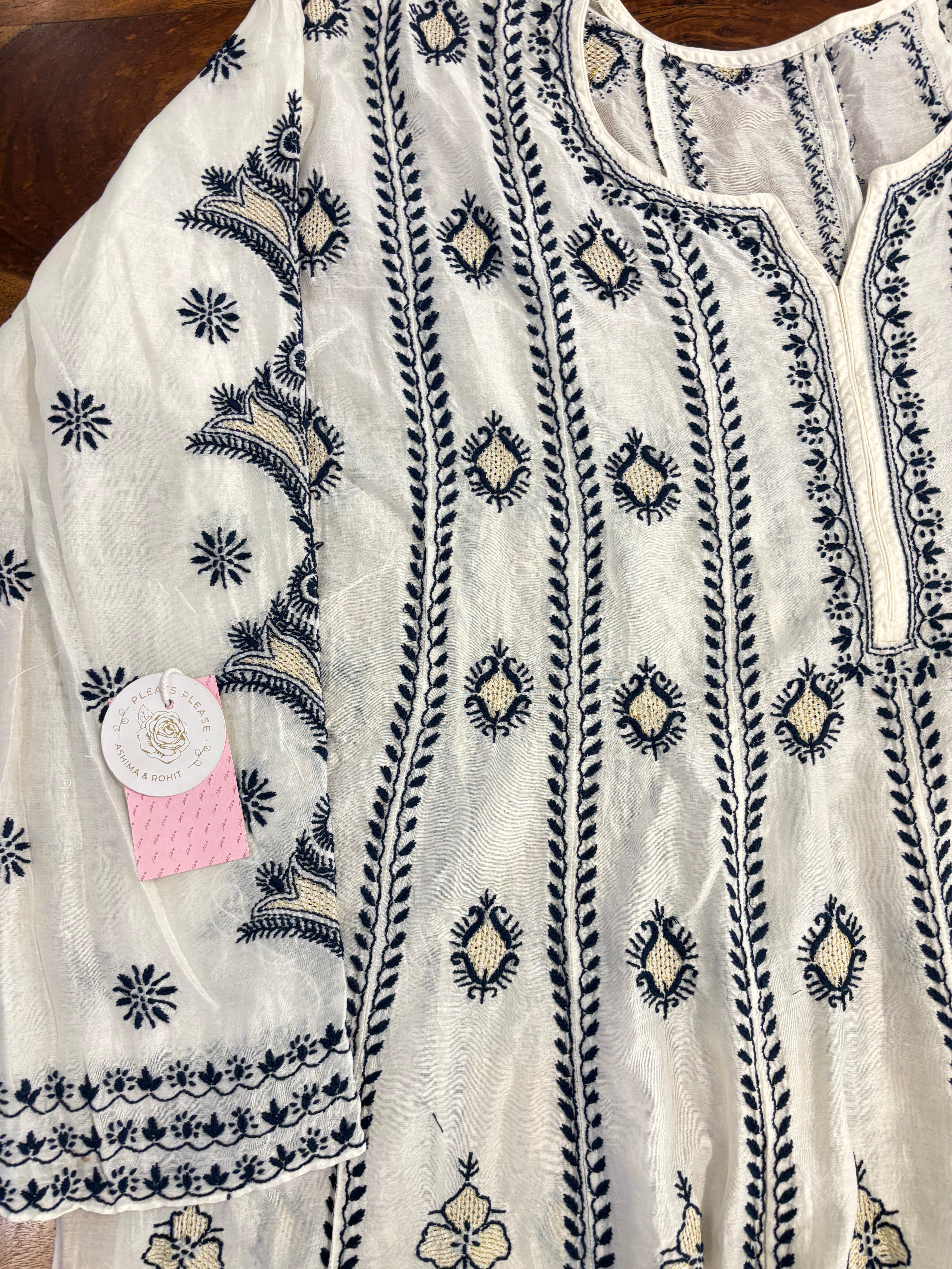 Dyeable Chanderi Chikankari Anarkali & Dupatta Set