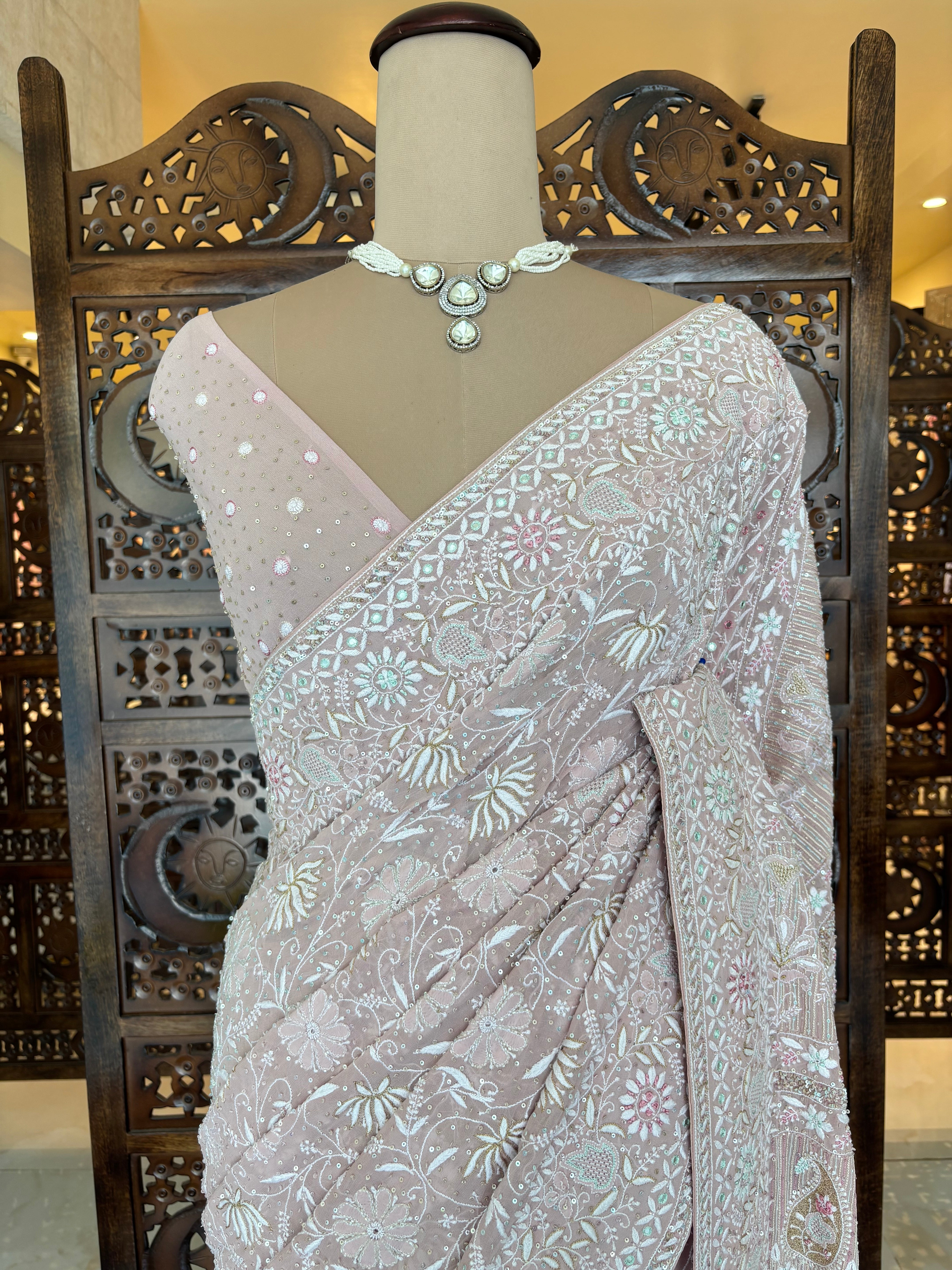 Soft Peach Pure & Premium Georgette Saree