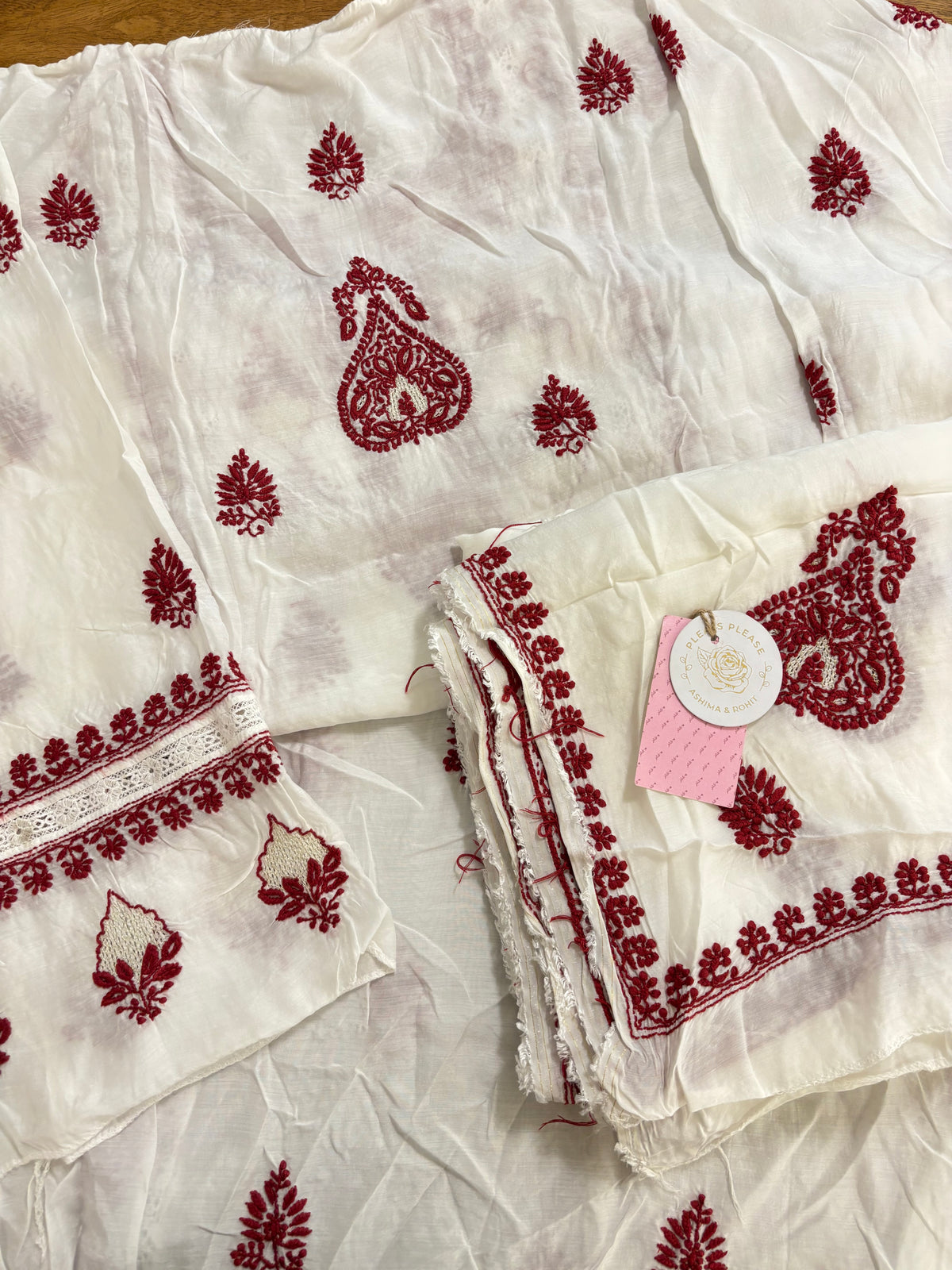 Dyeable Muslin Chikankari Kurta & Dupatta