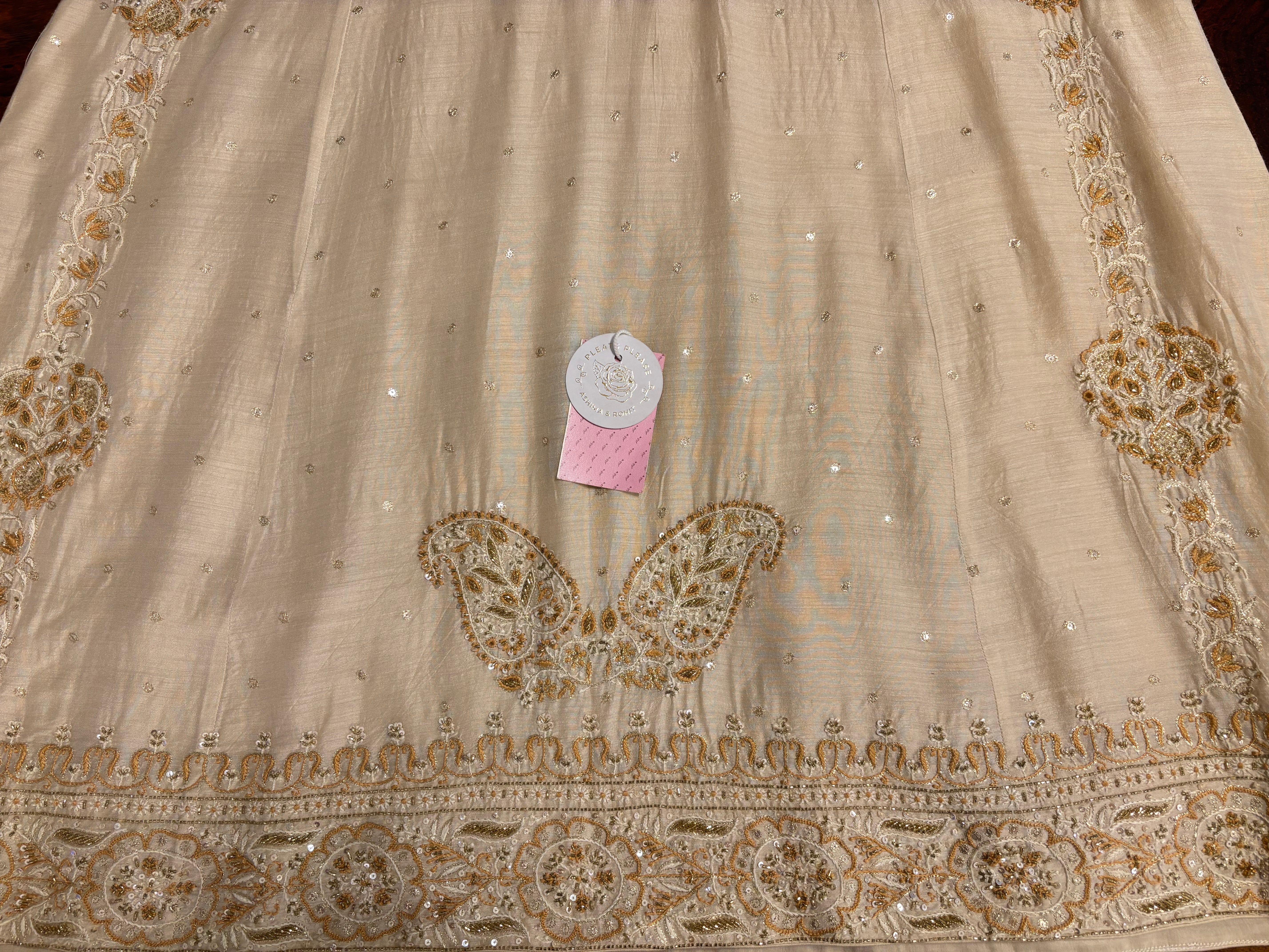 Dyeable Monga Silk A-Line Chikankari Kurta & Dupatta With Bottom