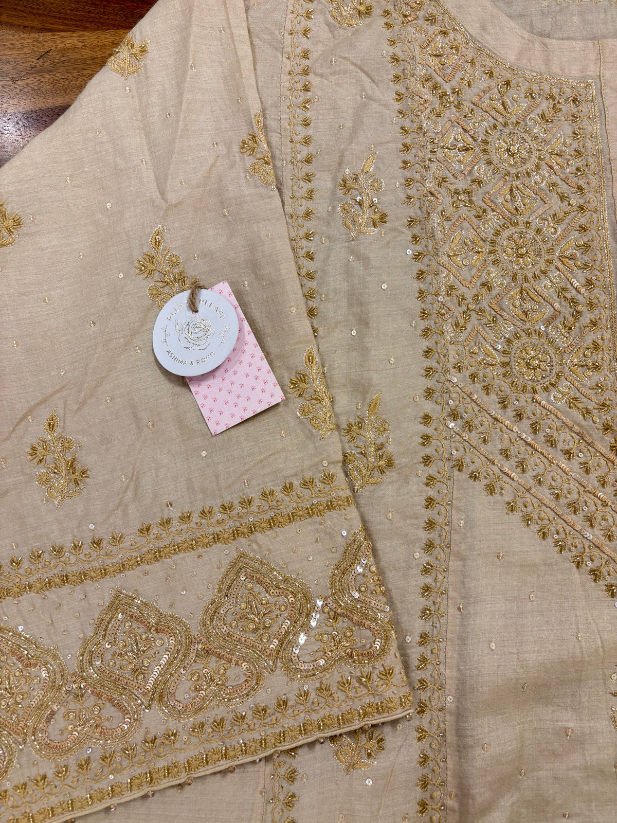 Dyeable Pure & Premium Monga Silk Chikankari A-Line Kurta & Dupatta