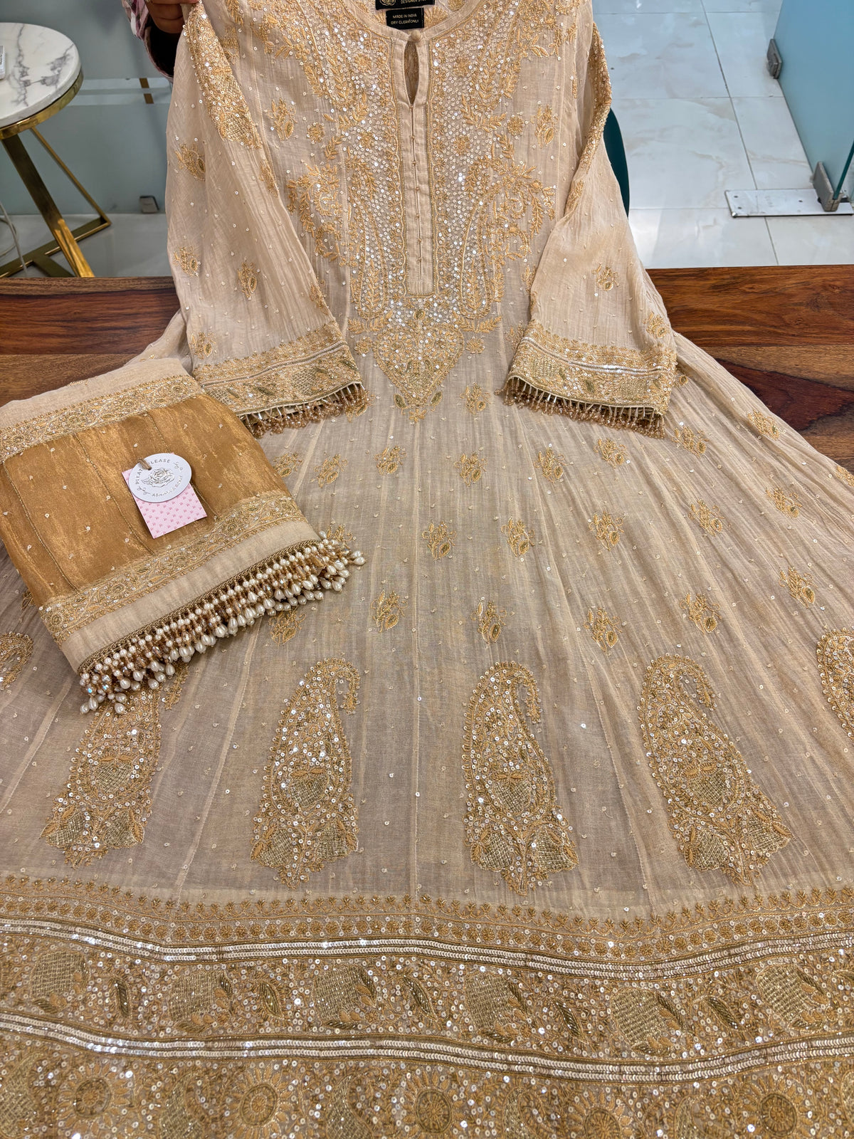 Dyeable Pure & Premium Tissue Chikankari Anarkali & Dupatta