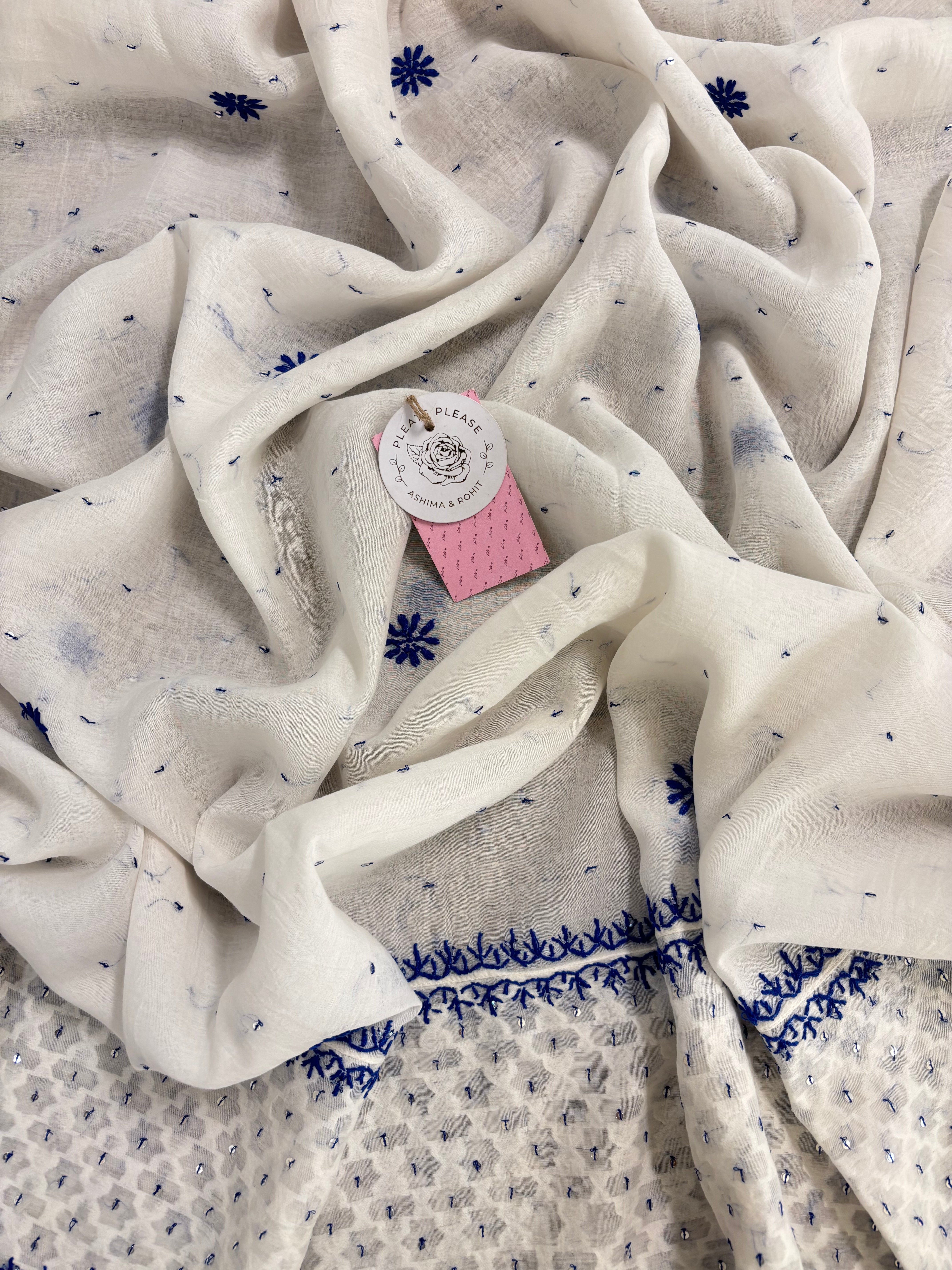 Dyeable Chanderi Mul Chikankari Anarkali & Dupatta Set
