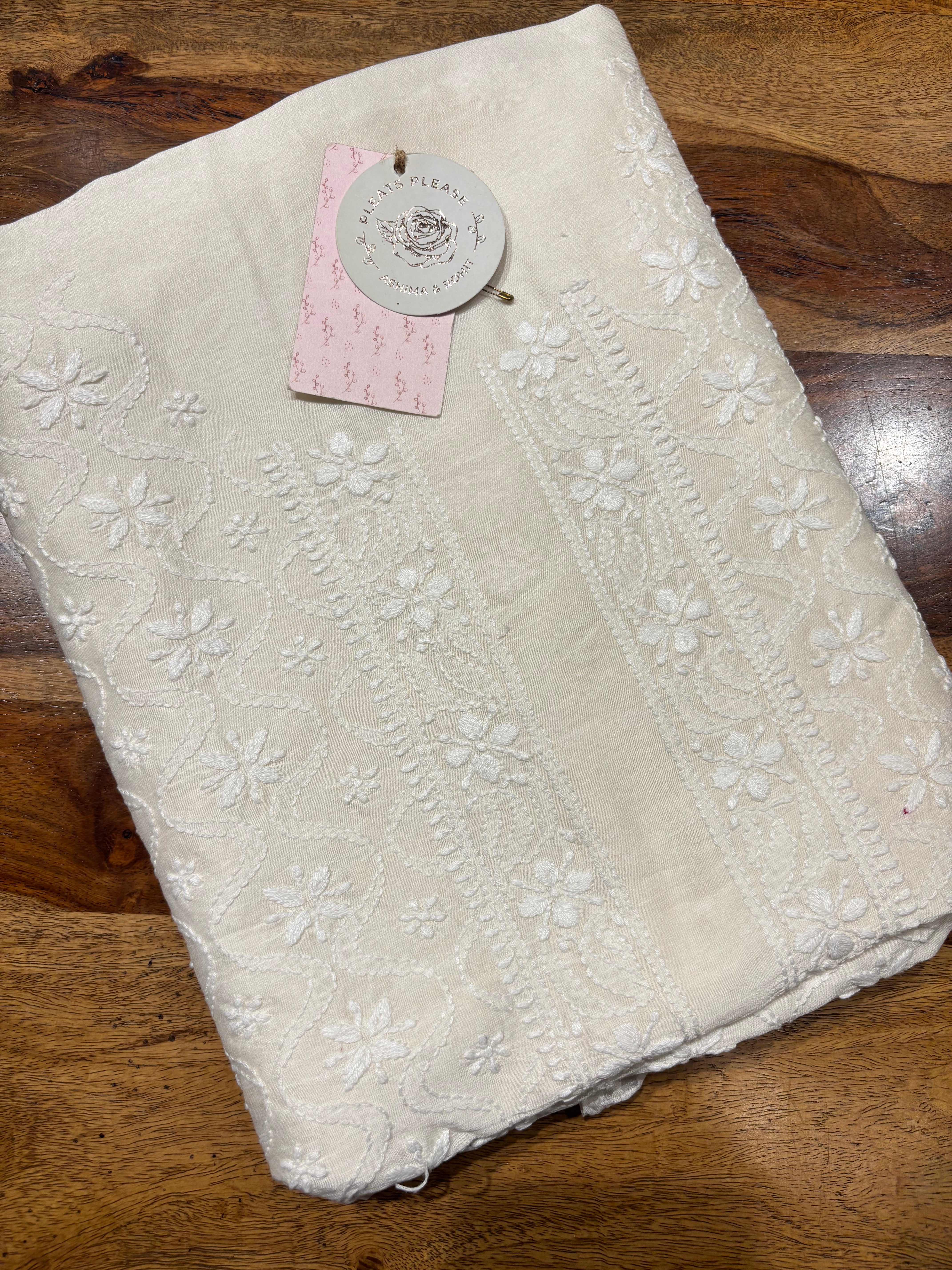 Dyeable Chanderi Silk Chikankari Men’s Kurta