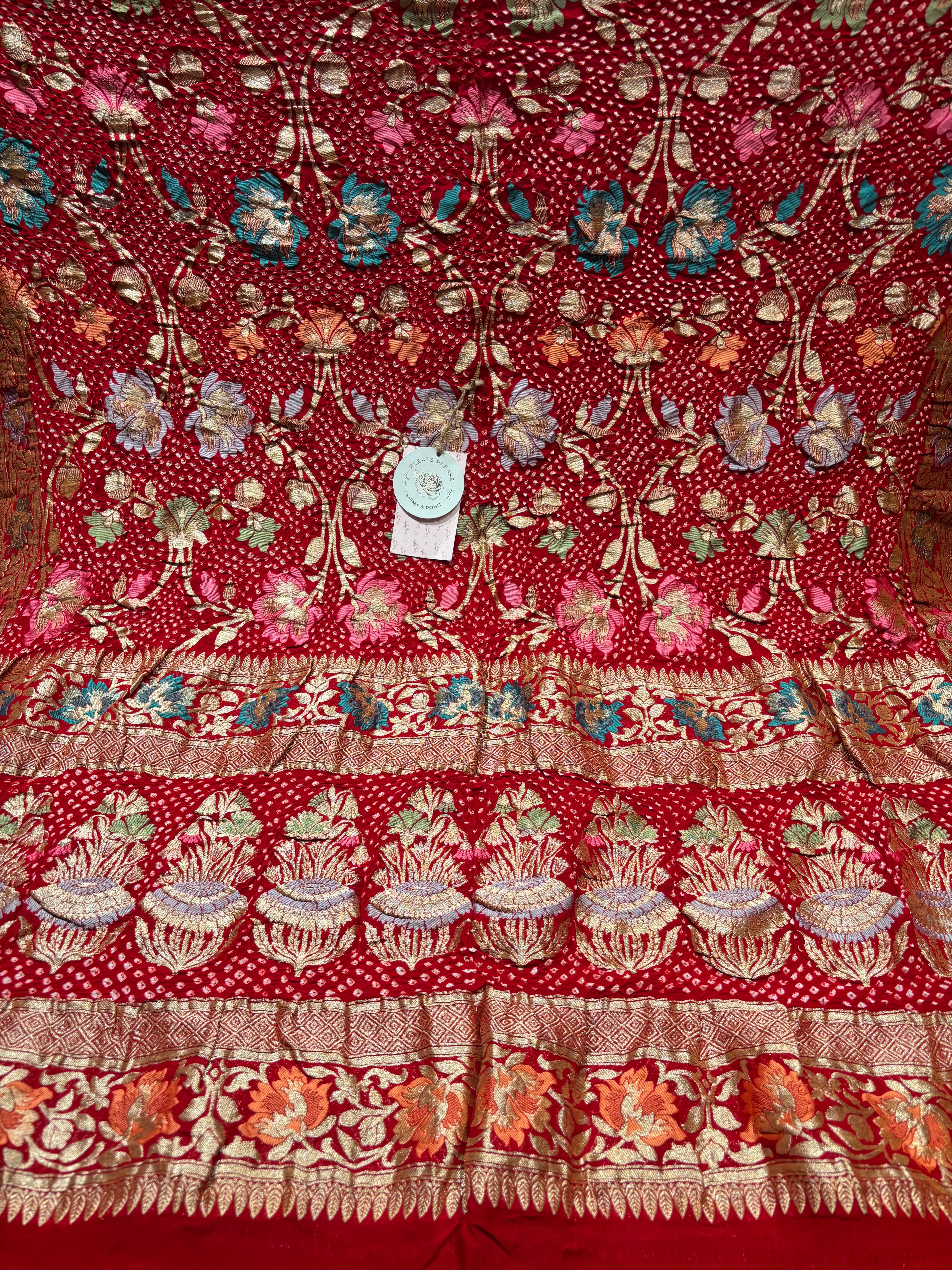 Red Bandhej Khaddi Georgette Dupatta