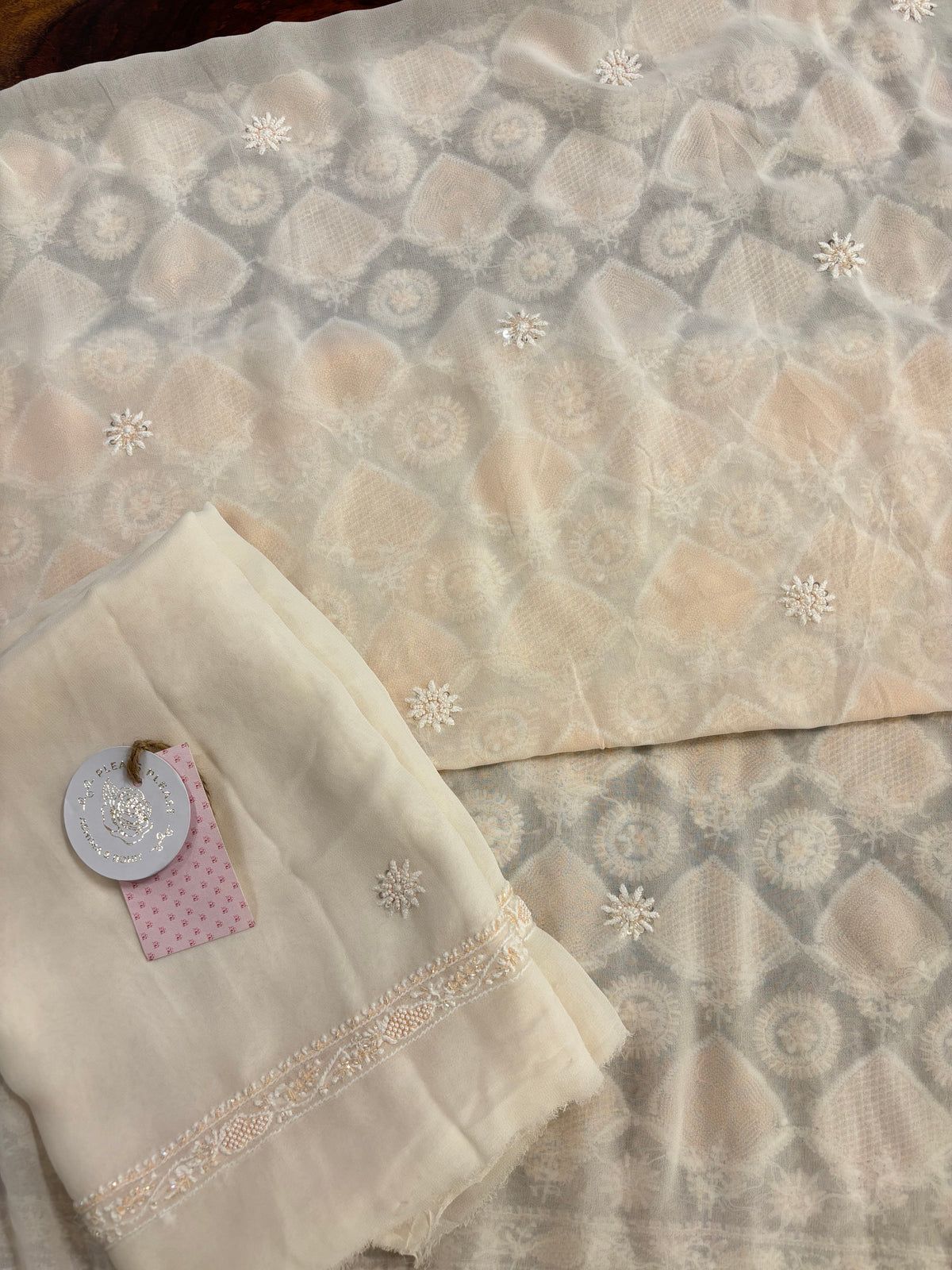 Dyeable Pure & Premium Georgette Chikankari Kurta & Dupatta