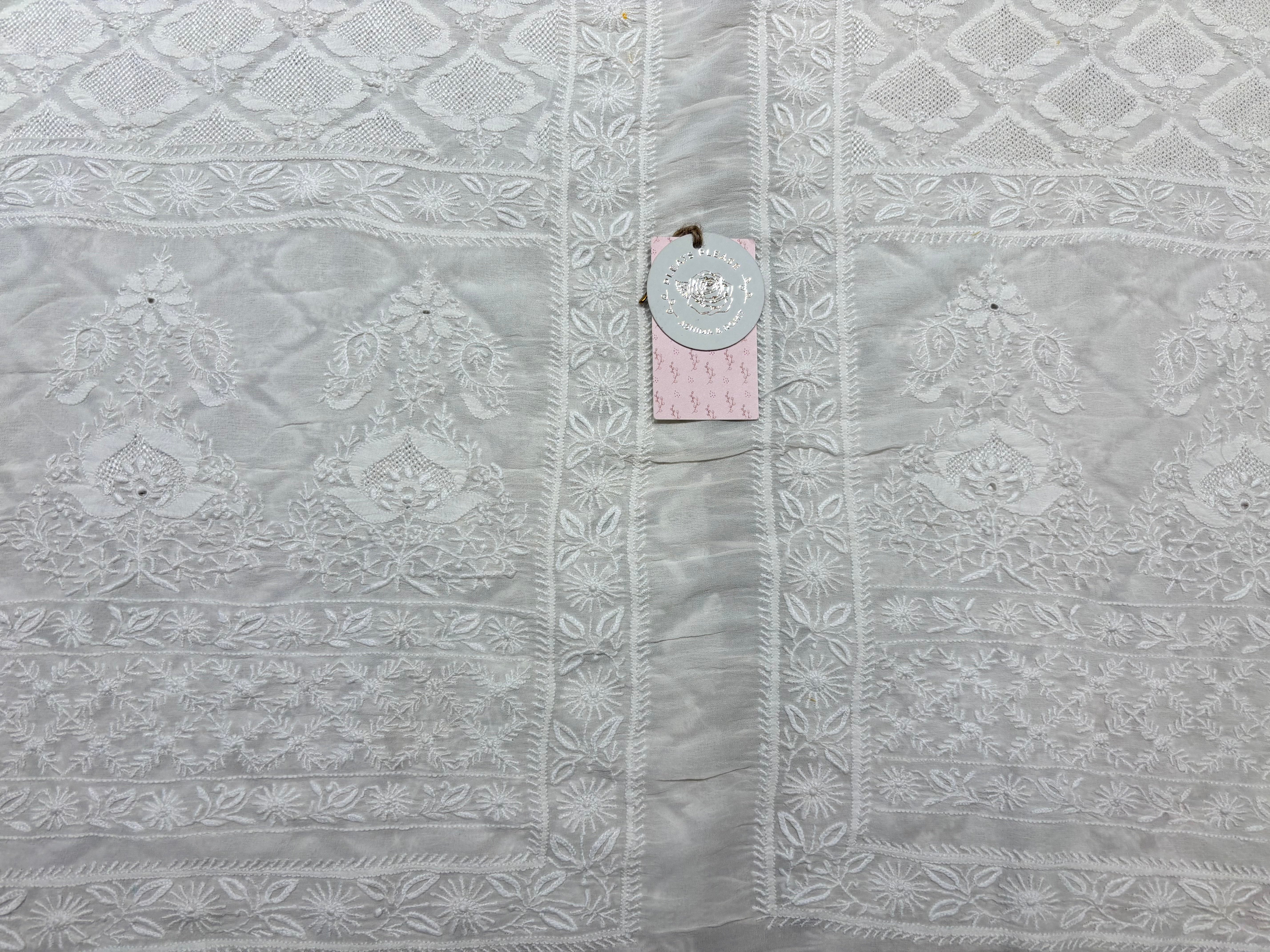 Dyeable Pure and Premium Georgette Chikankari Men’s Sherwani