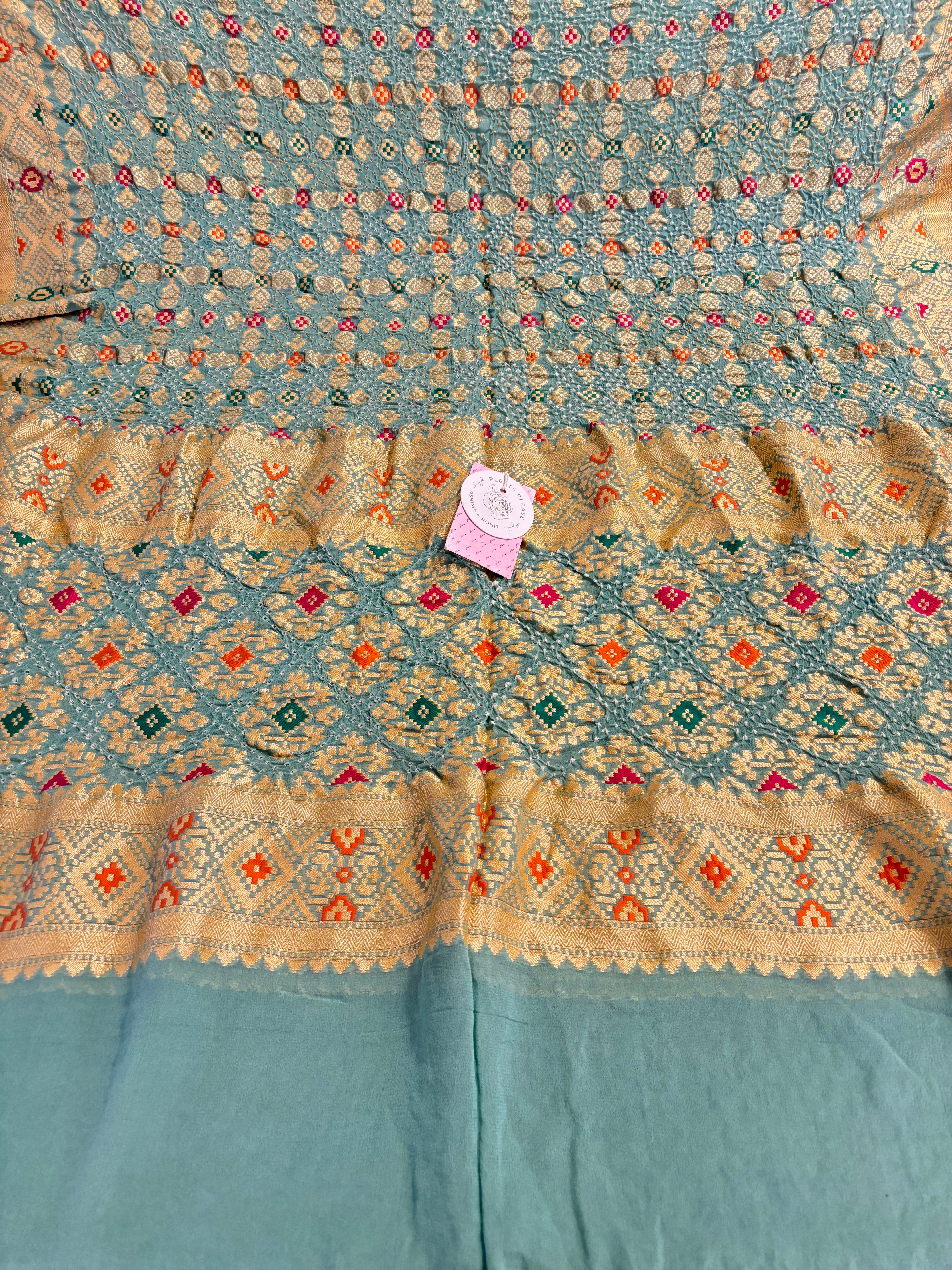 Muted Sage Green Pure Khaddi Georgette Neemzari Dupatta