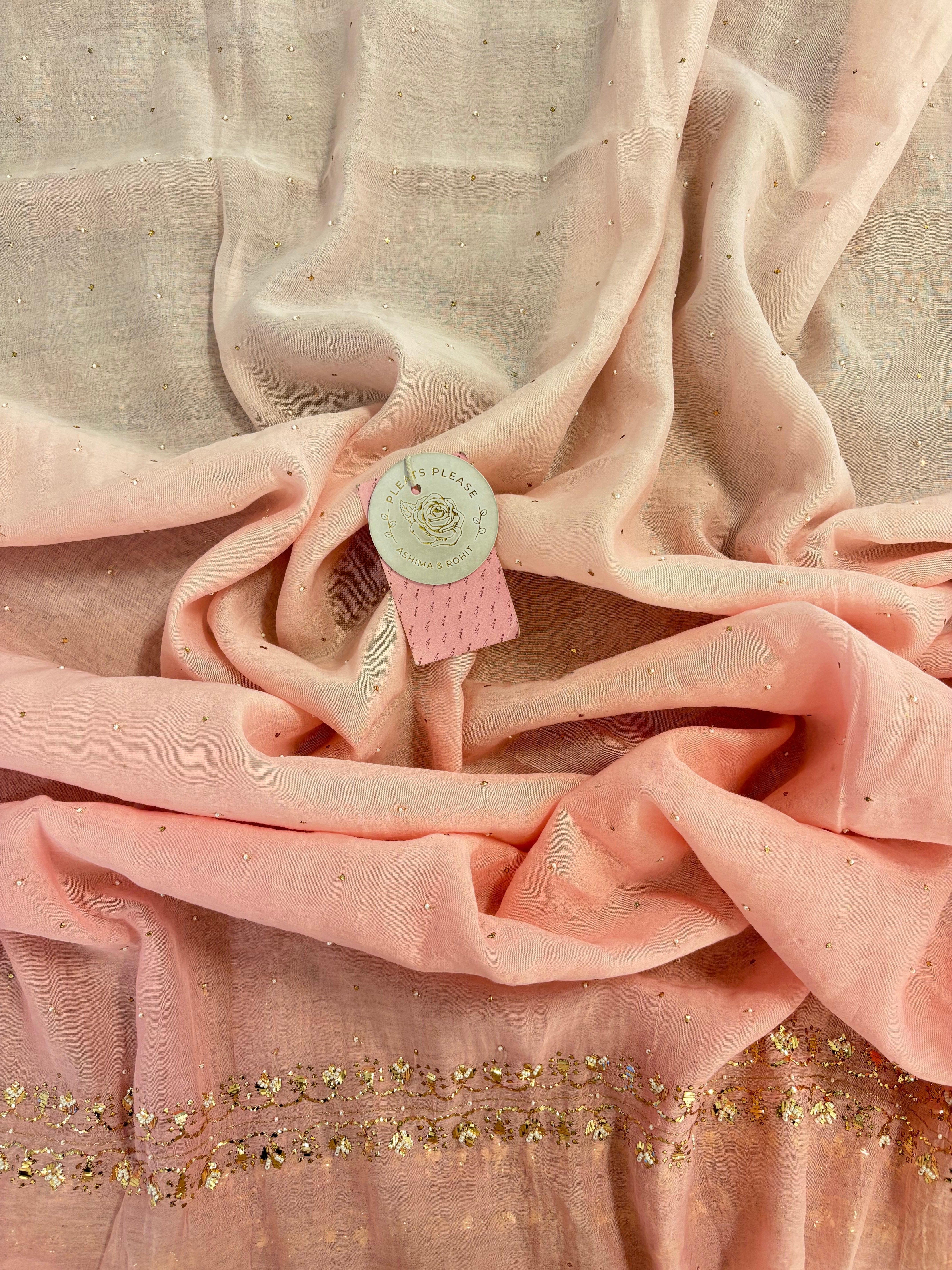 Pink Ombré Chanderi Mukaish Kurta & Dupatta