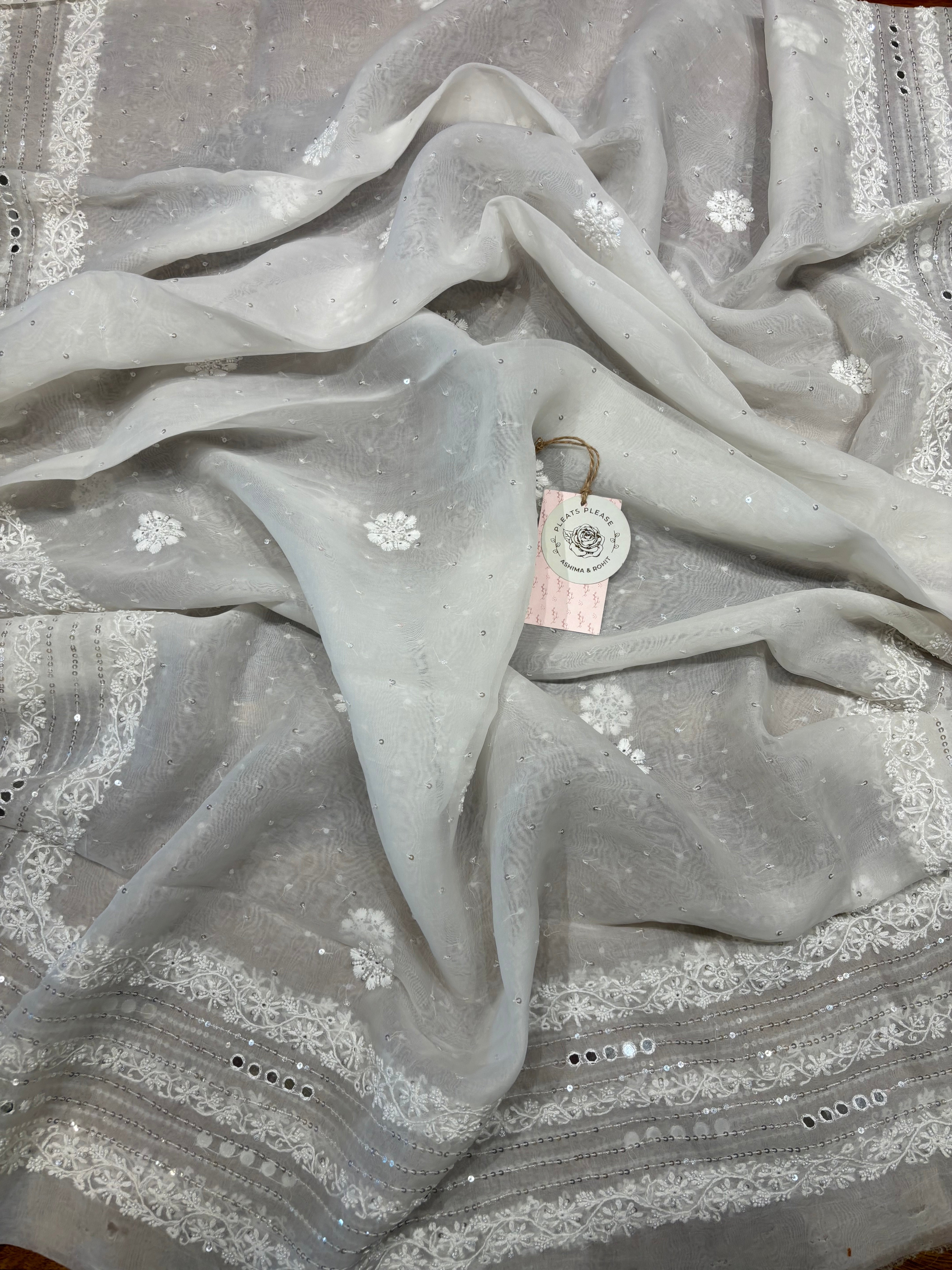 Dyeable Pure and Premium Organza Aline Kurta and Dupatta set