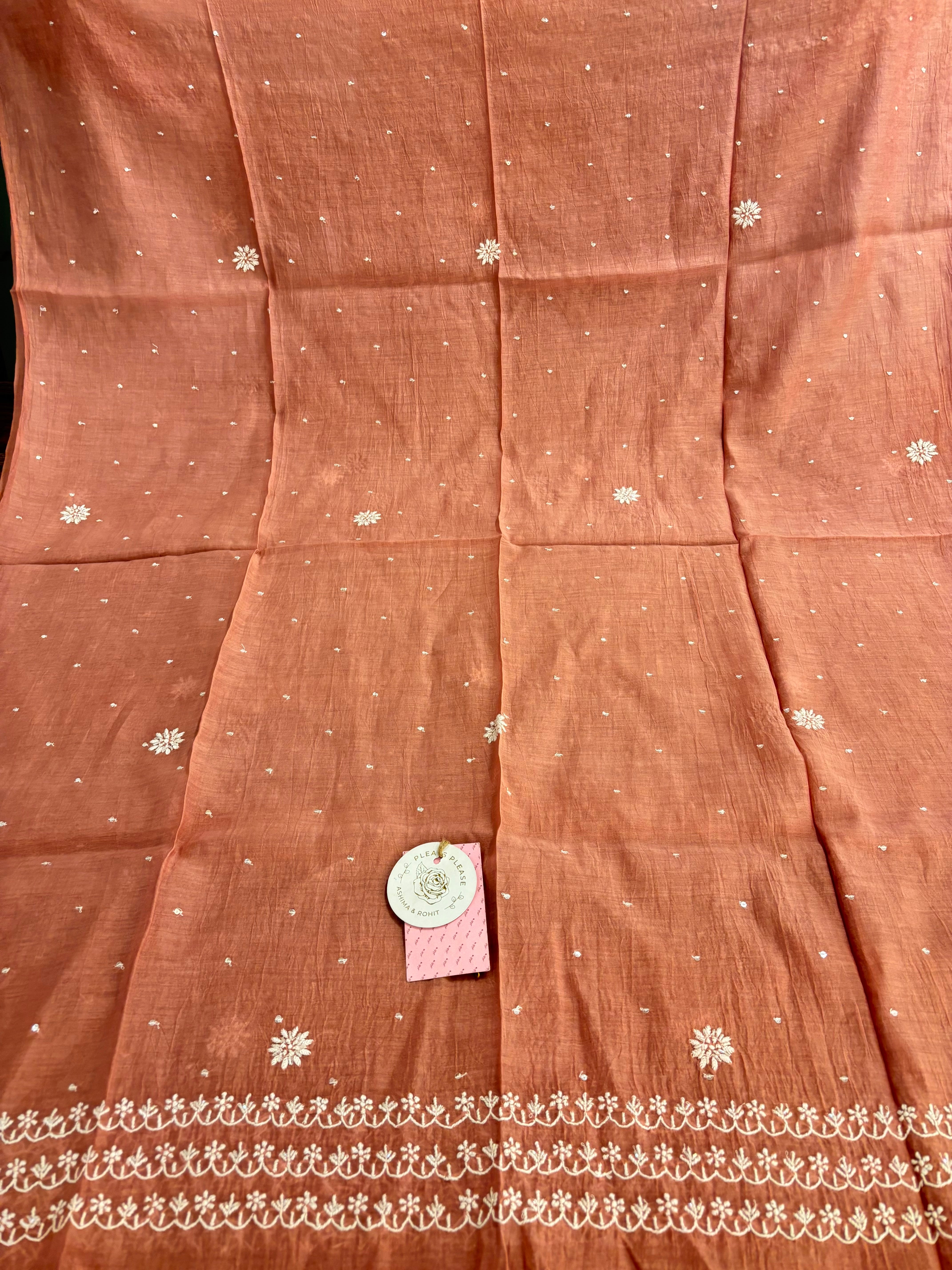 Dusty Rose Chanderi Mul Chikankari Kurta & Dupatta