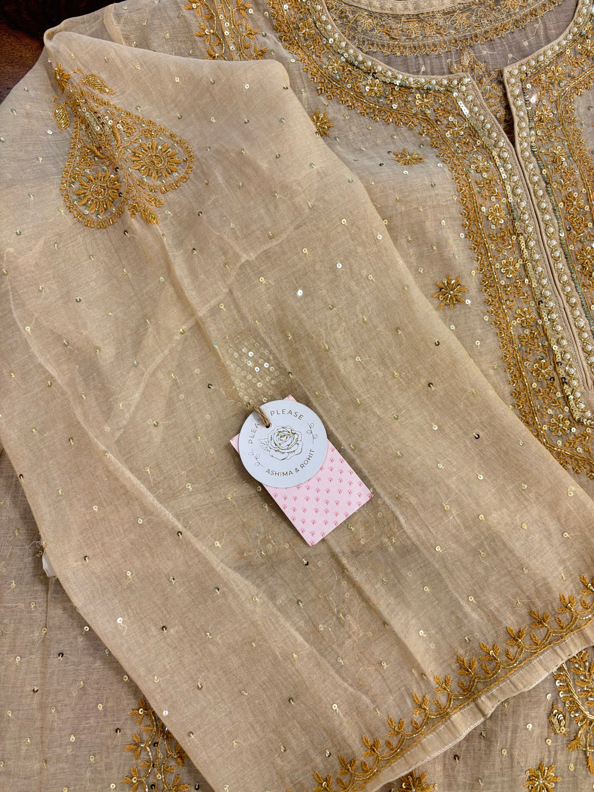 Dyeable Pure & Premium Tissue Pearl Neckline Chikankari Kurta & Dupatta