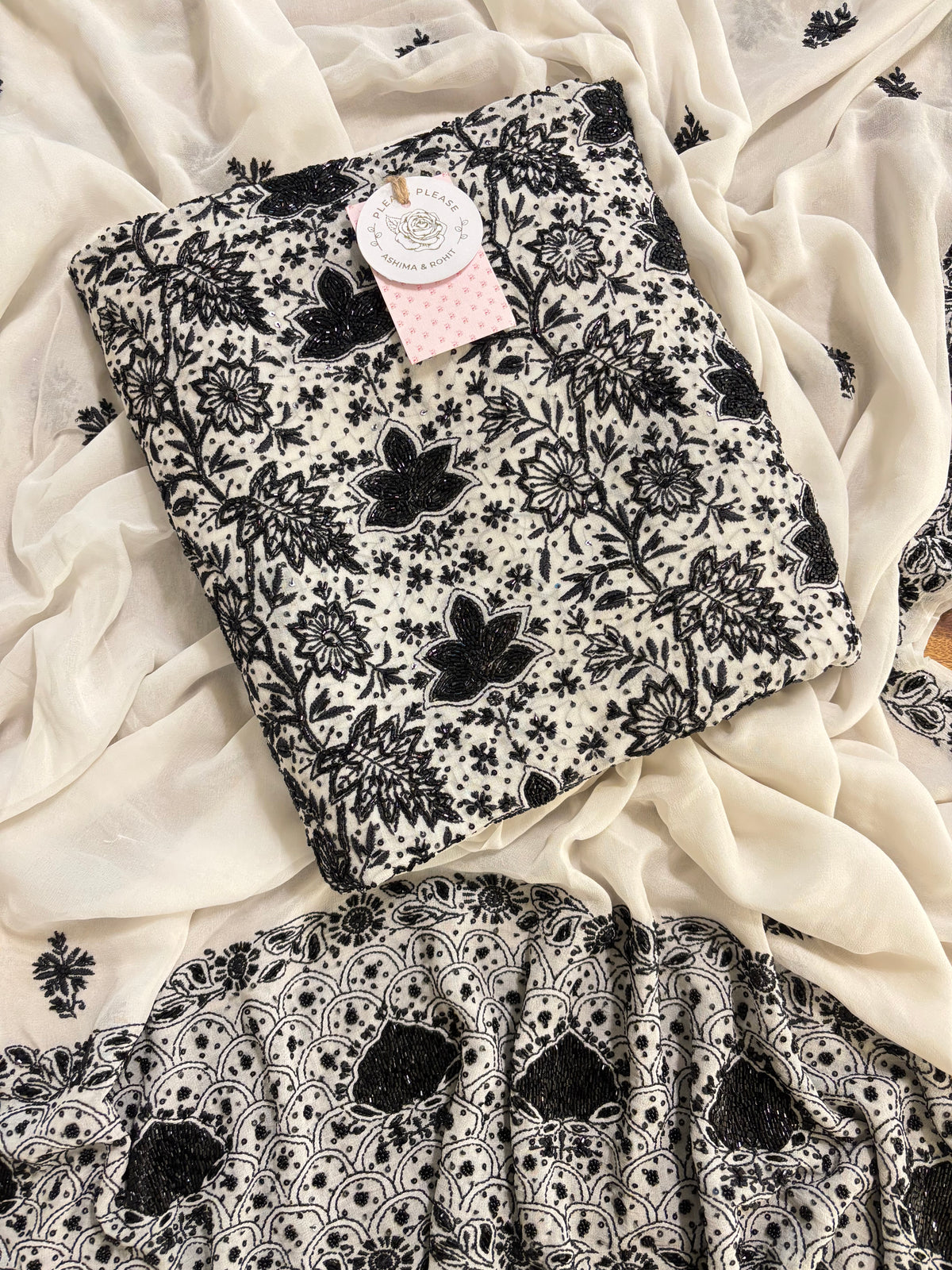 Dyeable Pure & Premium Georgette Chikankari Kurta & Dupatta