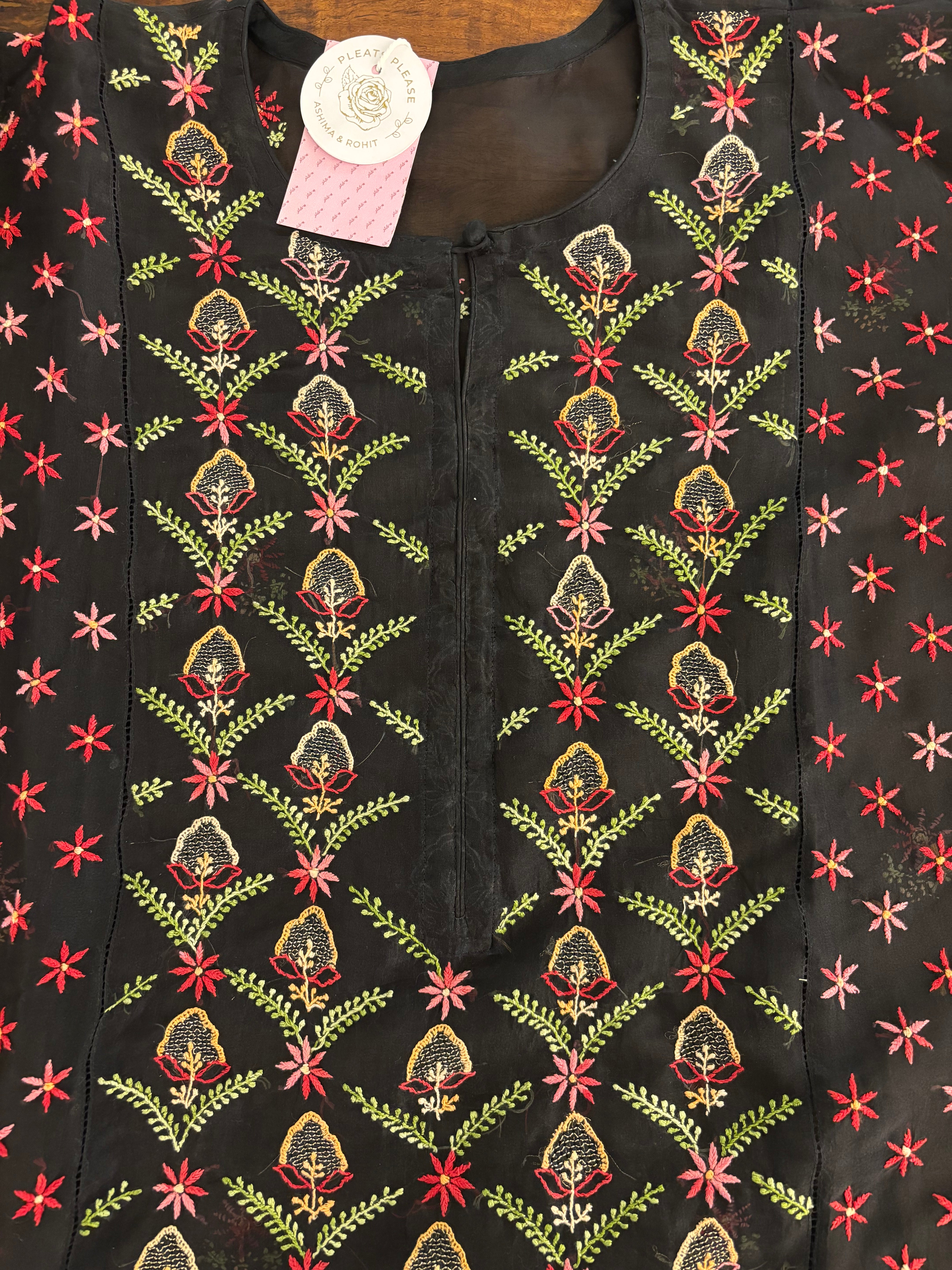 Black Organza Chikankari Kurta & Dupatta