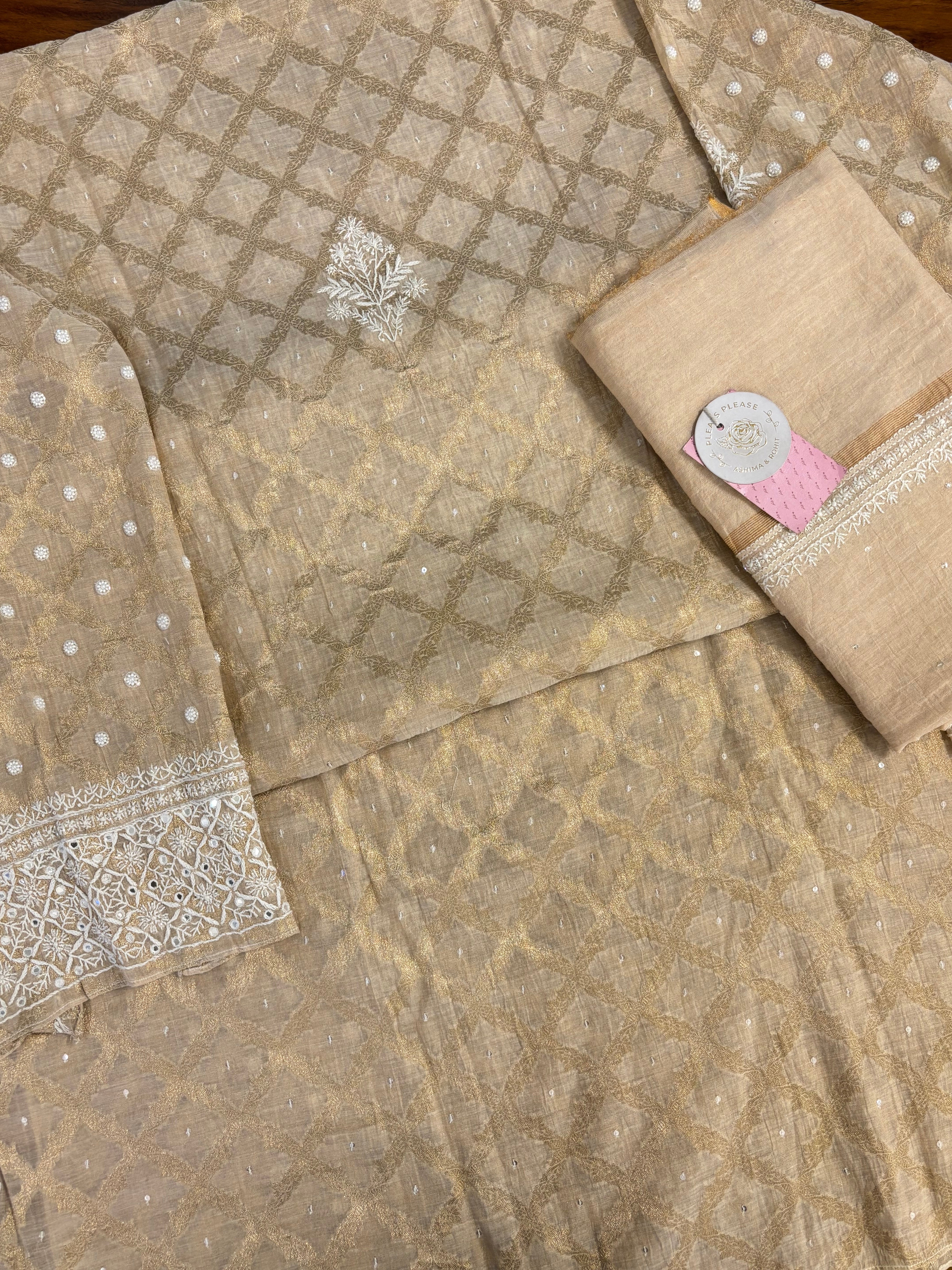 Dyeable Pure Tissue Chikankari Kurta & Dupatta