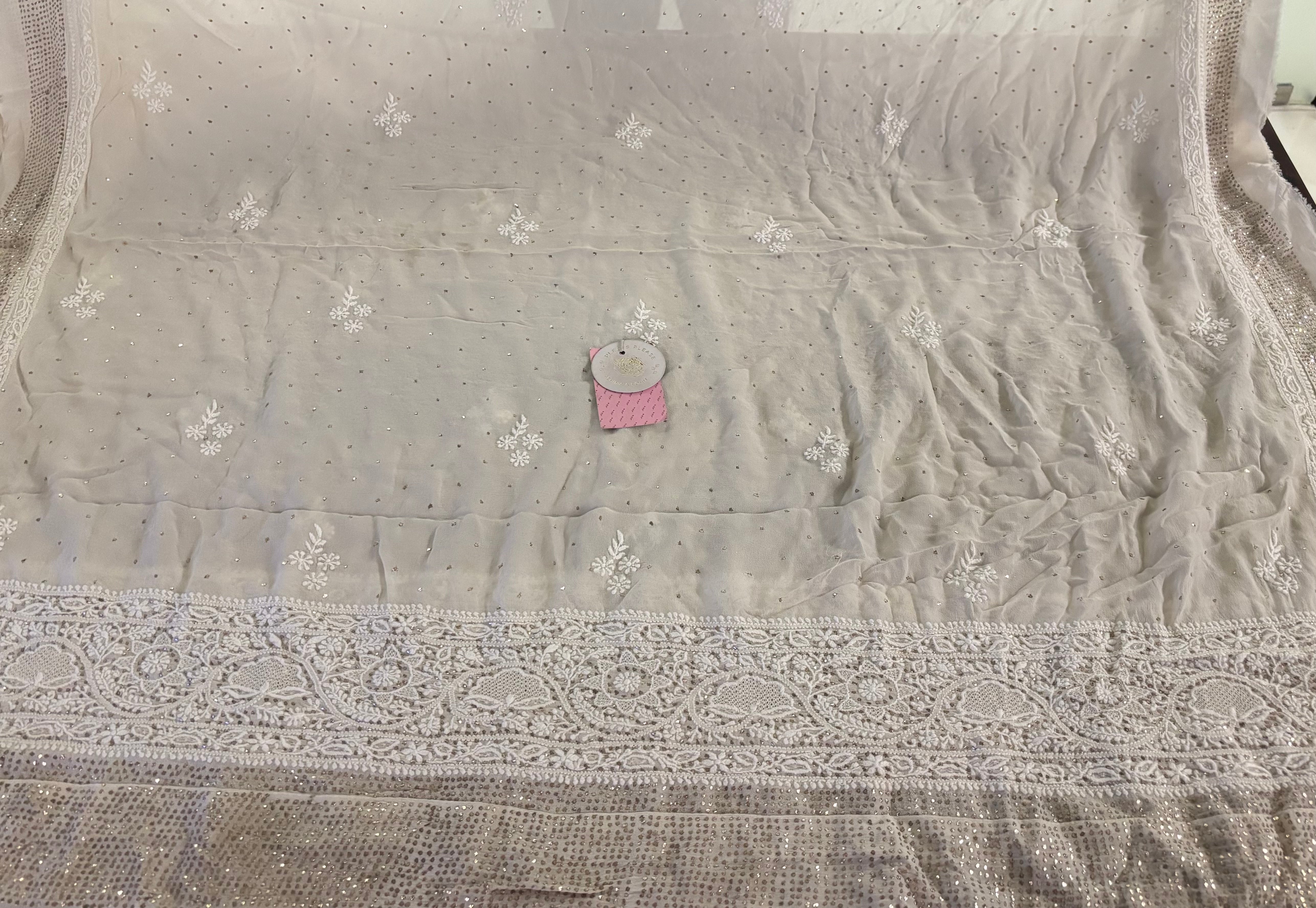 Dyeable Pure & Premium Mukaish & Chikankari A-Line Anarkali & Dupatta Set