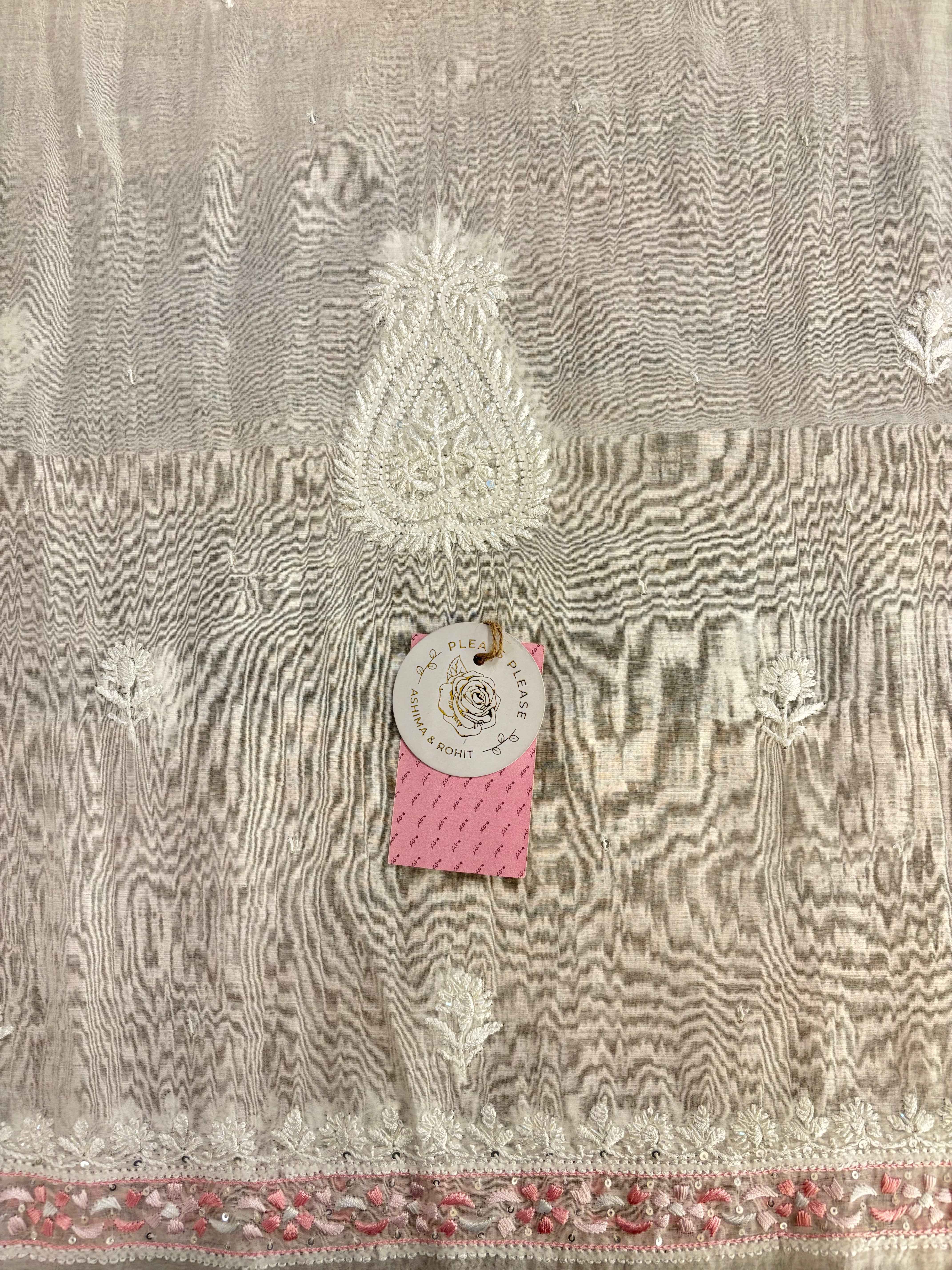Dyeable Chanderi Parsi Gara Chikankari Kurta & Dupatta