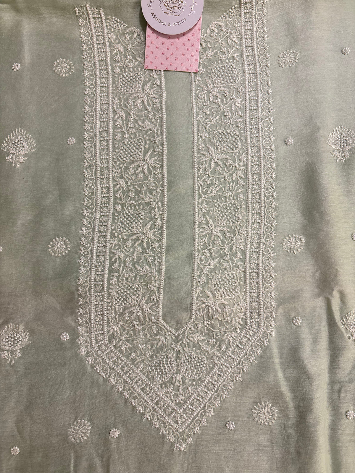 Mint Green Chanderi Silk Chikankari Men’s Kurta