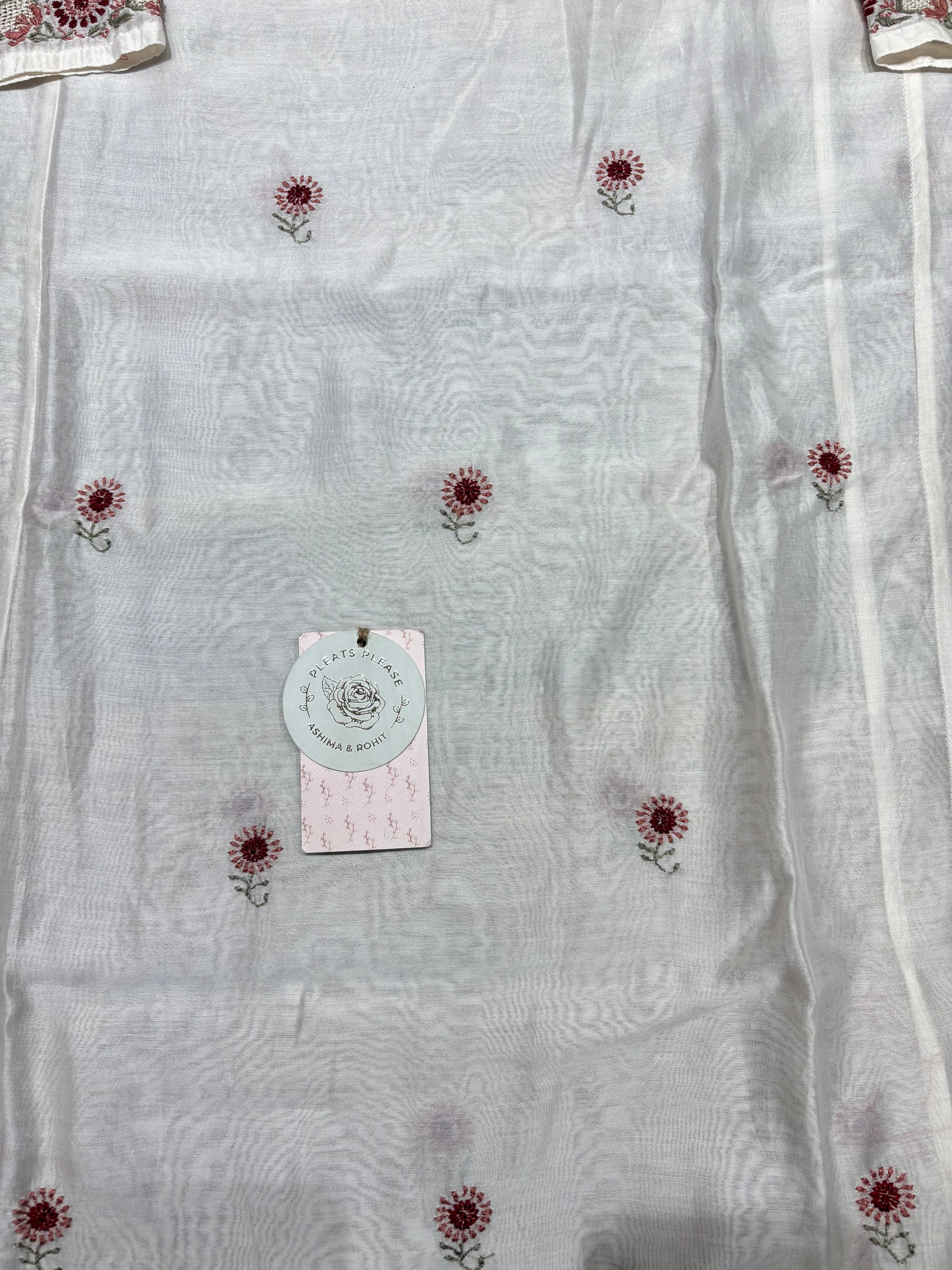 Dyeable chanderi Silk Chikankari Choga Kurta