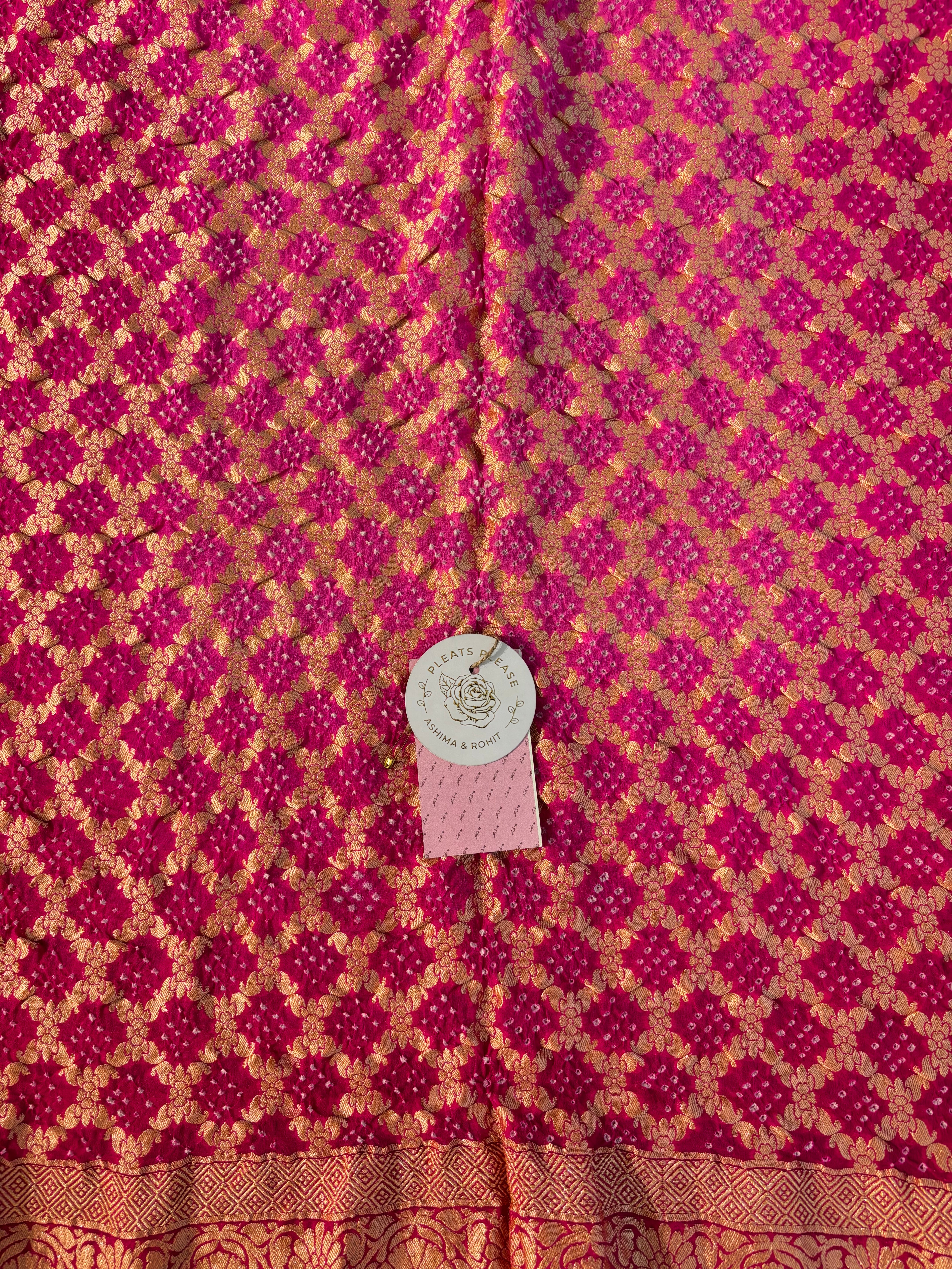 Magenta Khaddi Georgette Bandhej Neemzari Dupatta