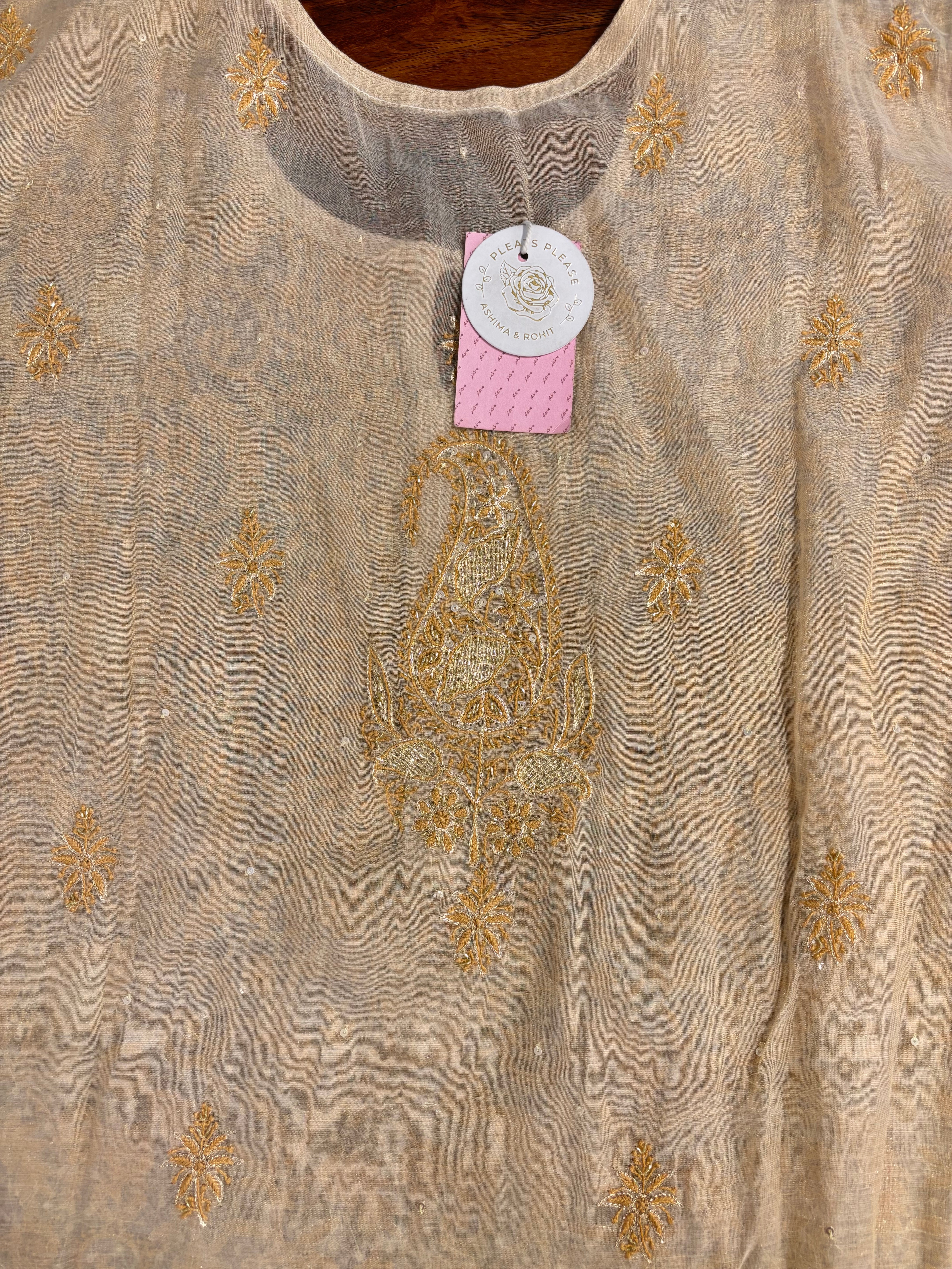 Dyeable Pure Tissue Chikankari Kurta & Dupatta