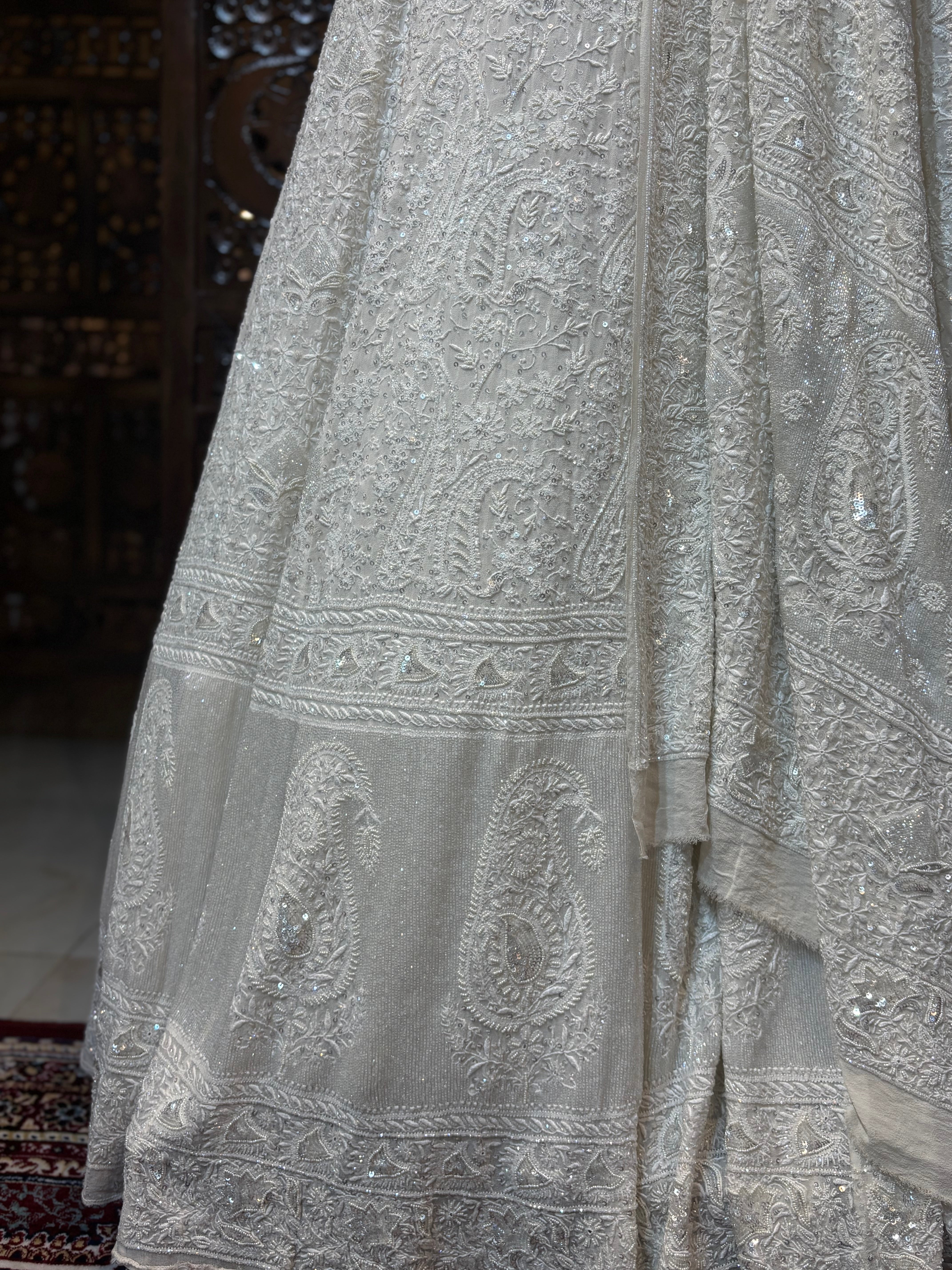 Dyeable Pure & Premium Georgette Chikankari Lehenga Set