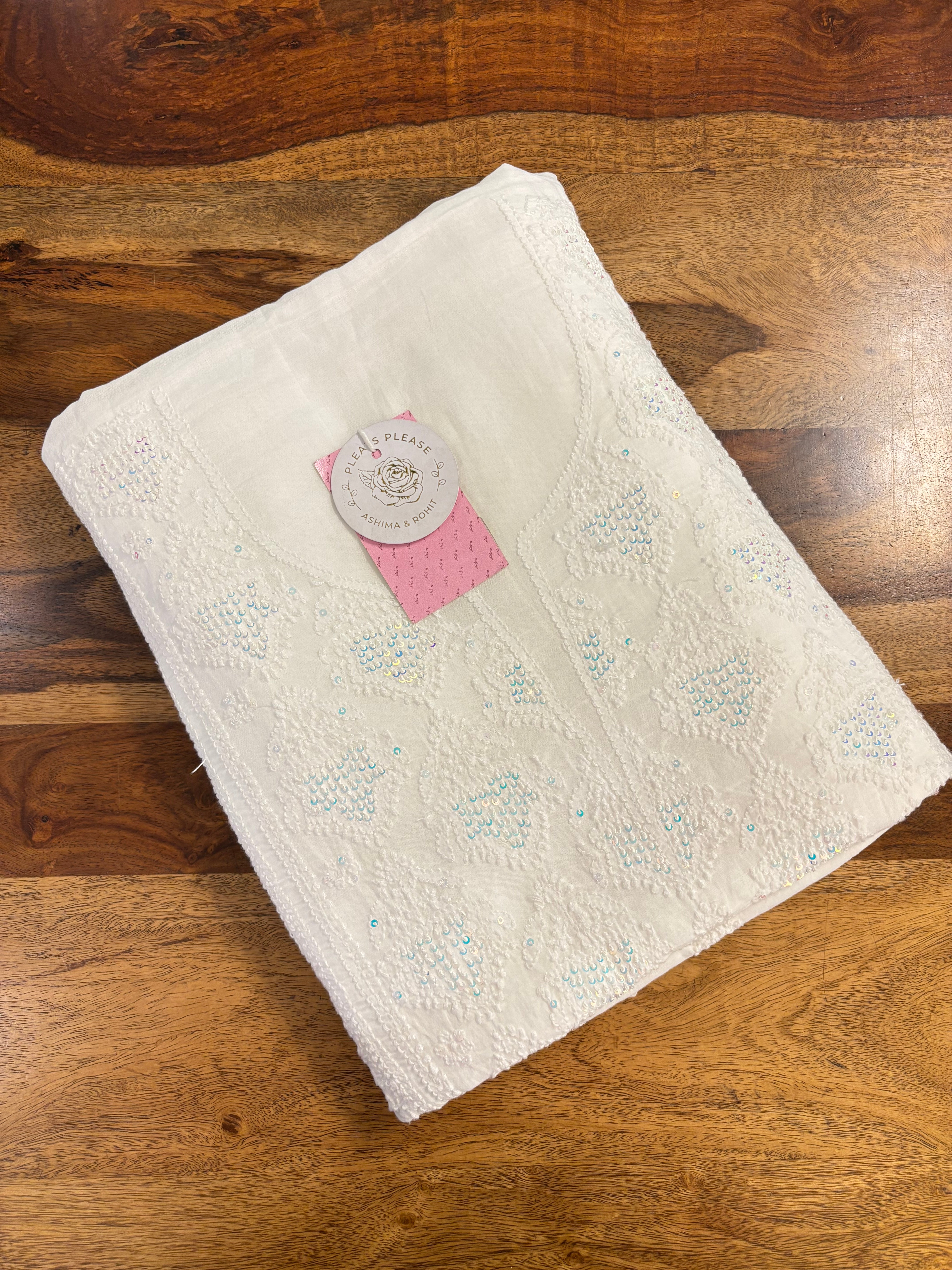 Dyeable Mul Chikankari Kurta & Dupatta Set - Pleats PleaseChikankari